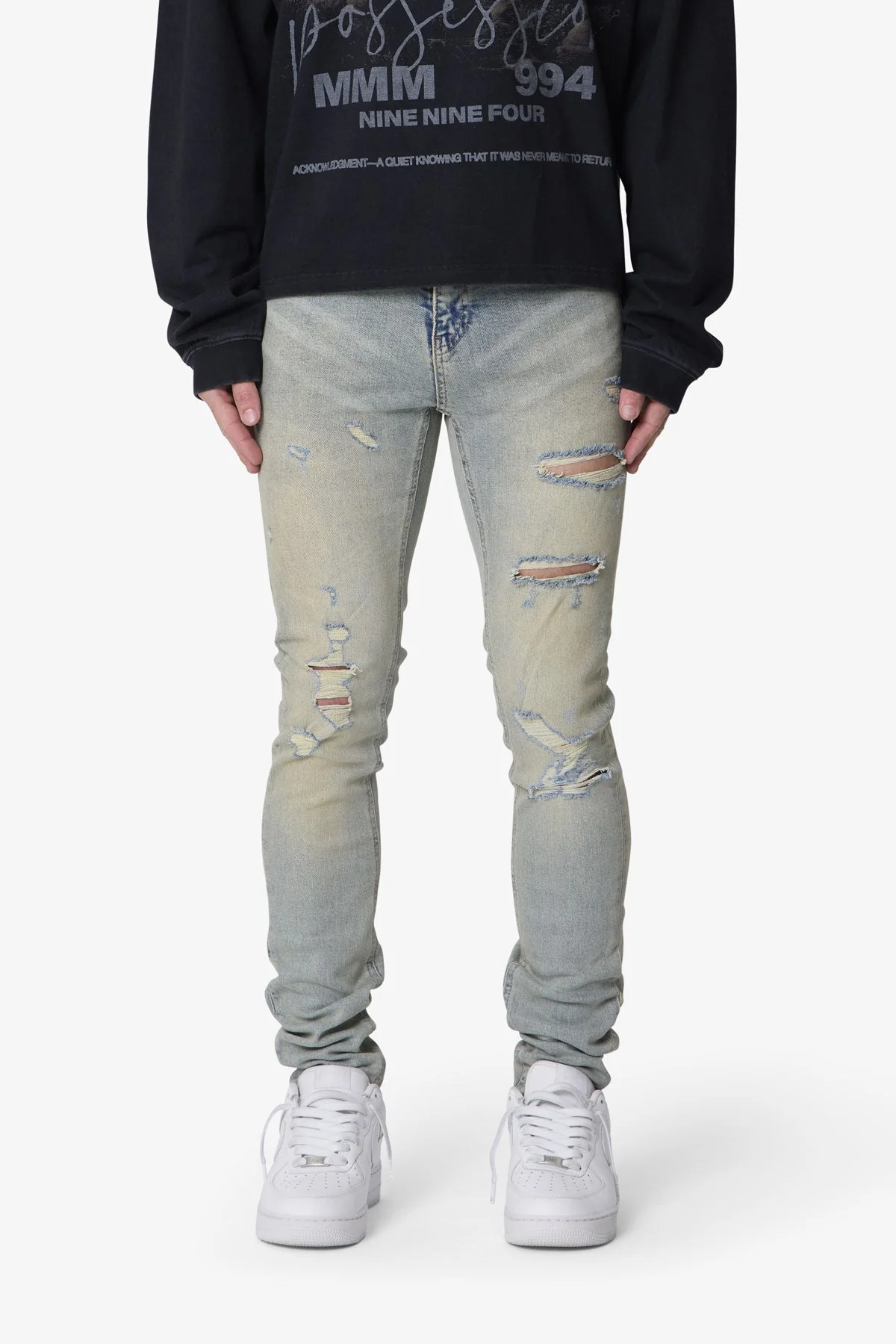 Shredded Skinny Denim - Blue - Image 2