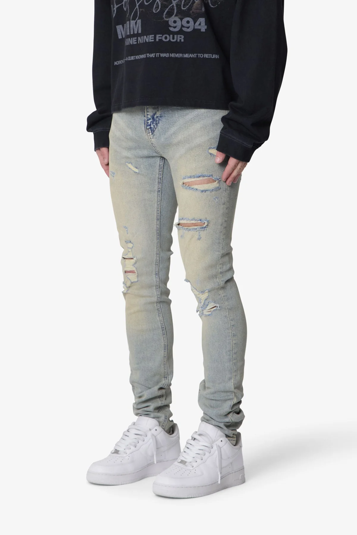 Shredded Skinny Denim - Blue - Image 3