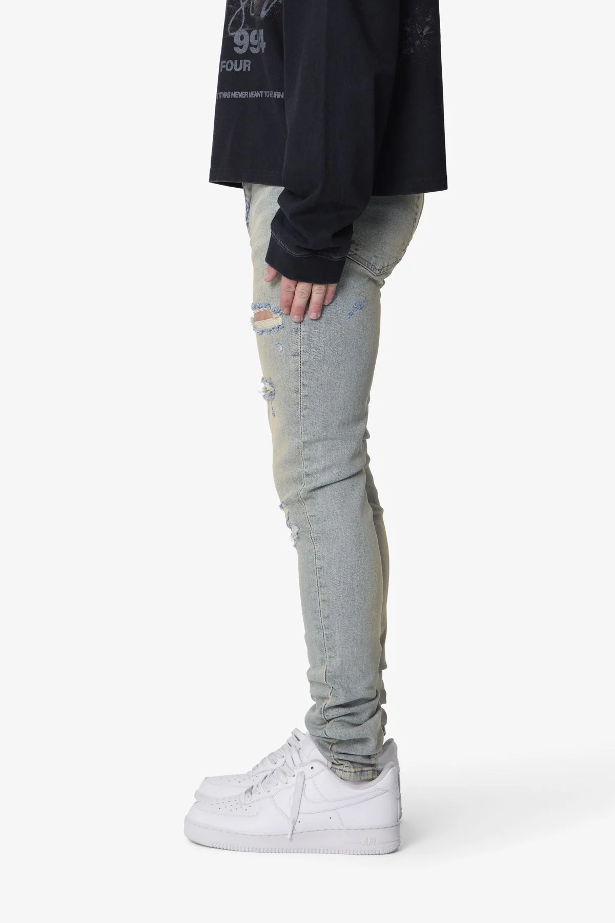 Shredded Skinny Denim - Blue - Image 4