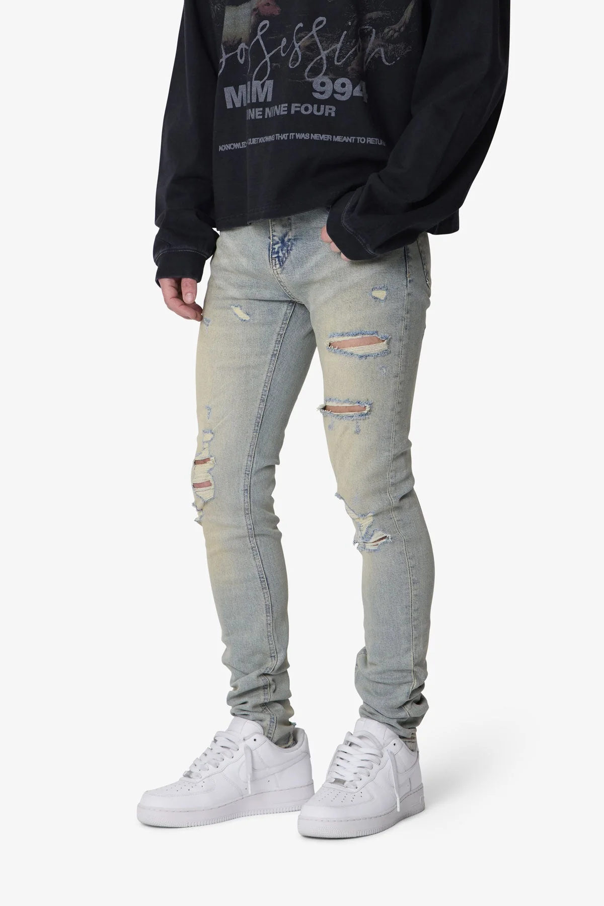 Shredded Skinny Denim - Blue - Image 6