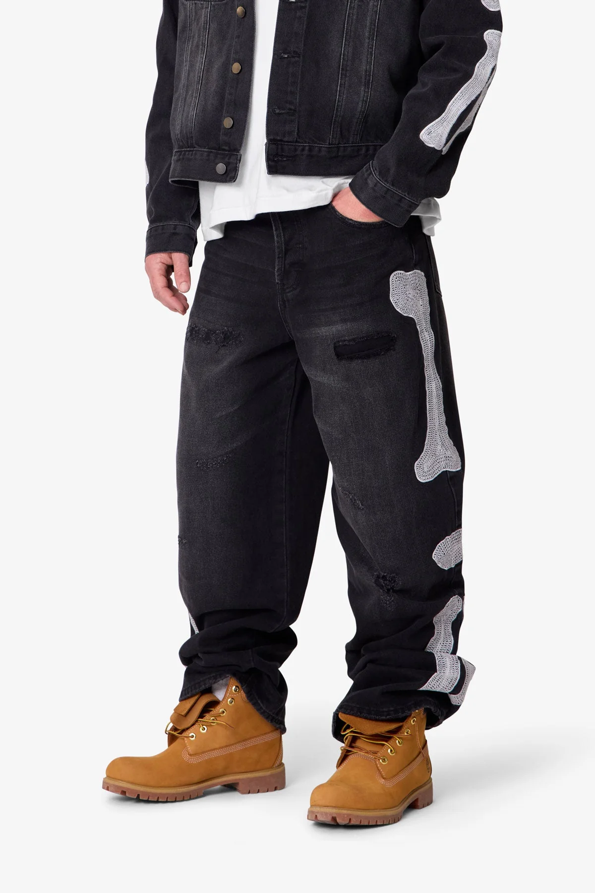 Skeleton Ultra Baggy Denim - Washed Black - Image 6