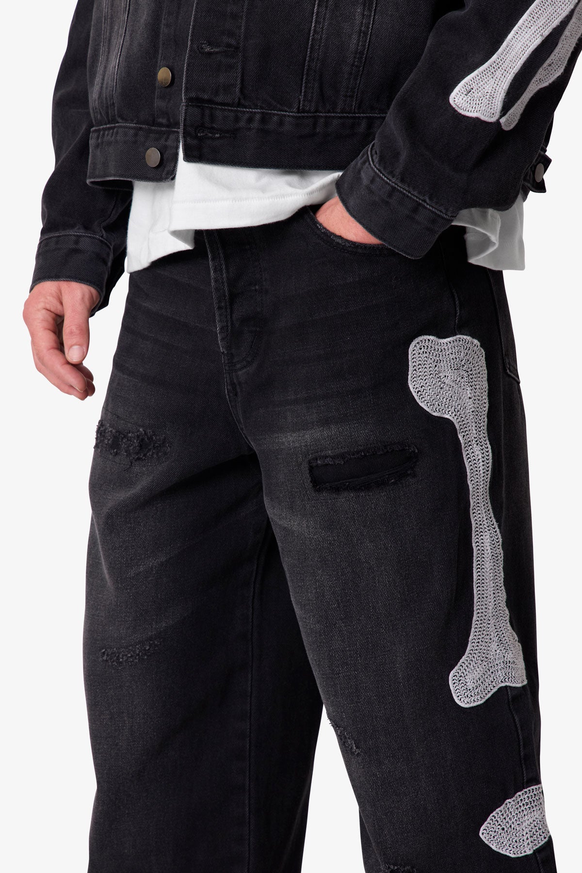 Skeleton Ultra Baggy Denim - Washed Black - Image 7
