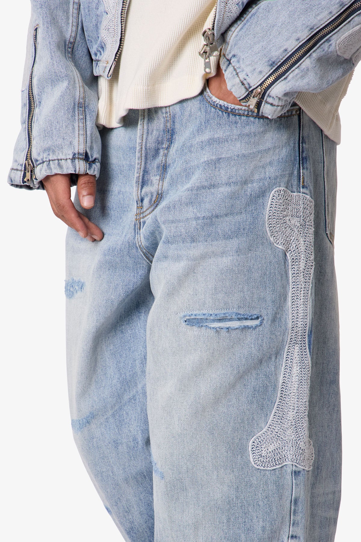 Skeleton Ultra Baggy Denim - Washed Blue - Image 6