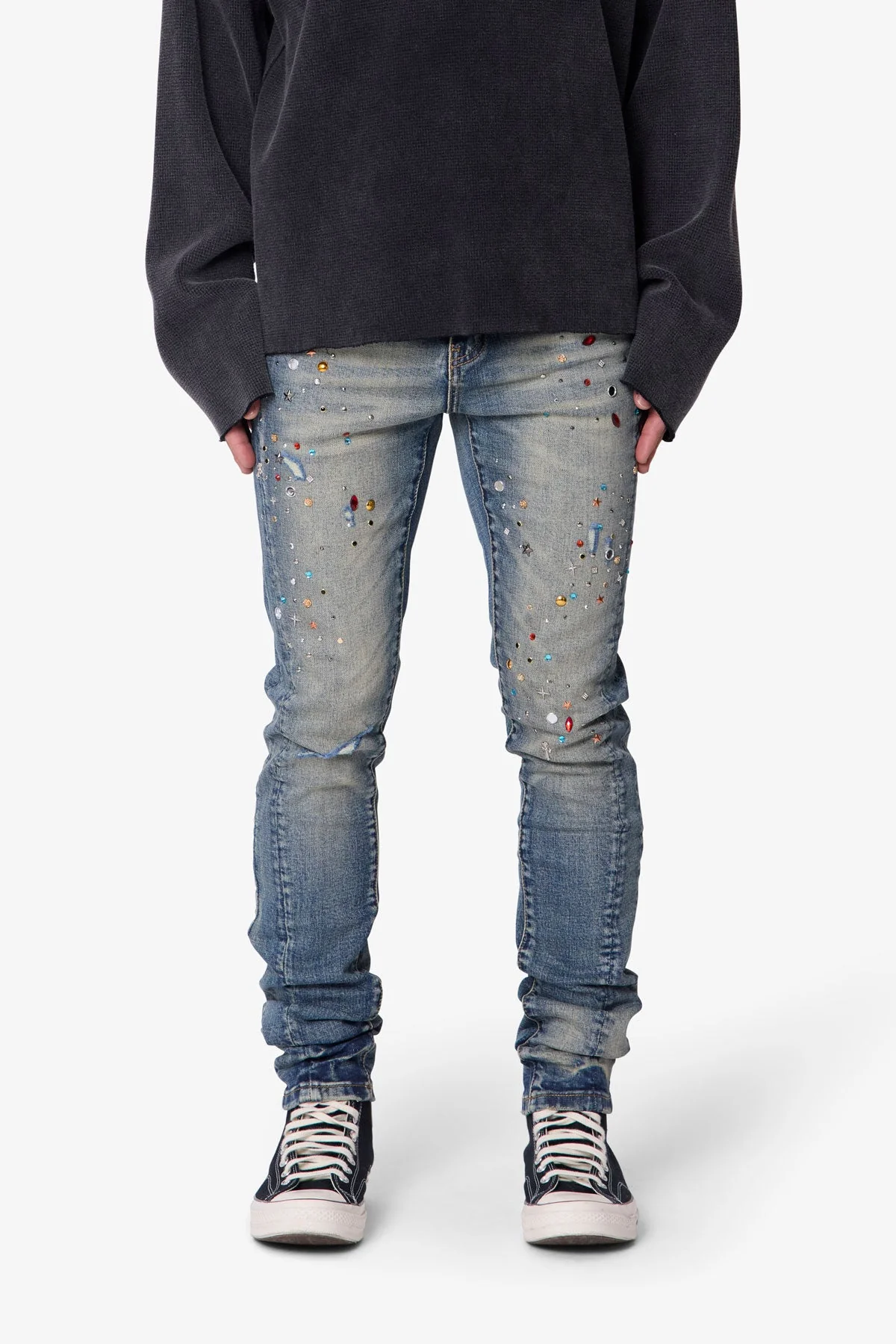 Skinny Crystal Denim - Washed Blue - Image 2