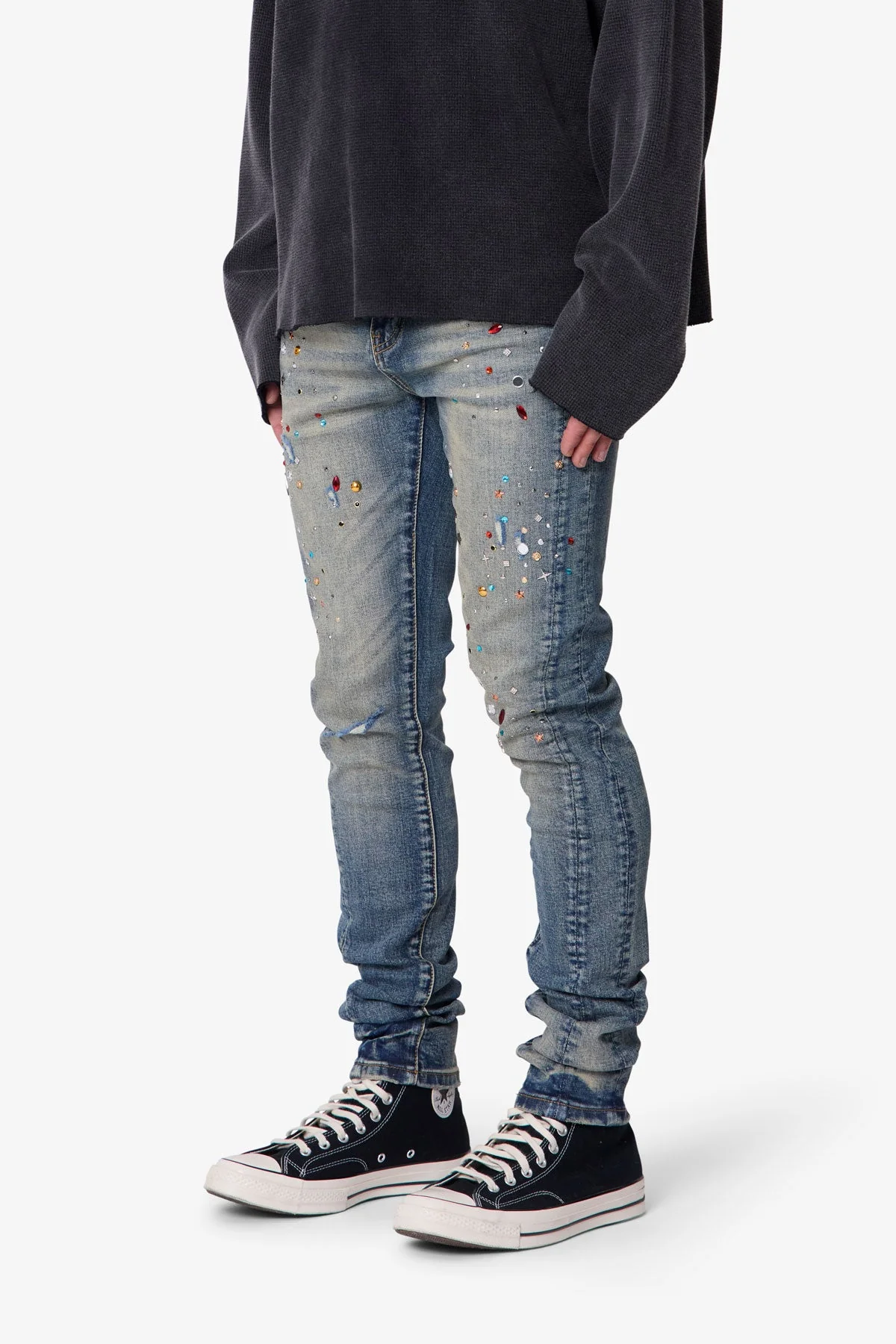 Skinny Crystal Denim - Washed Blue - Image 3