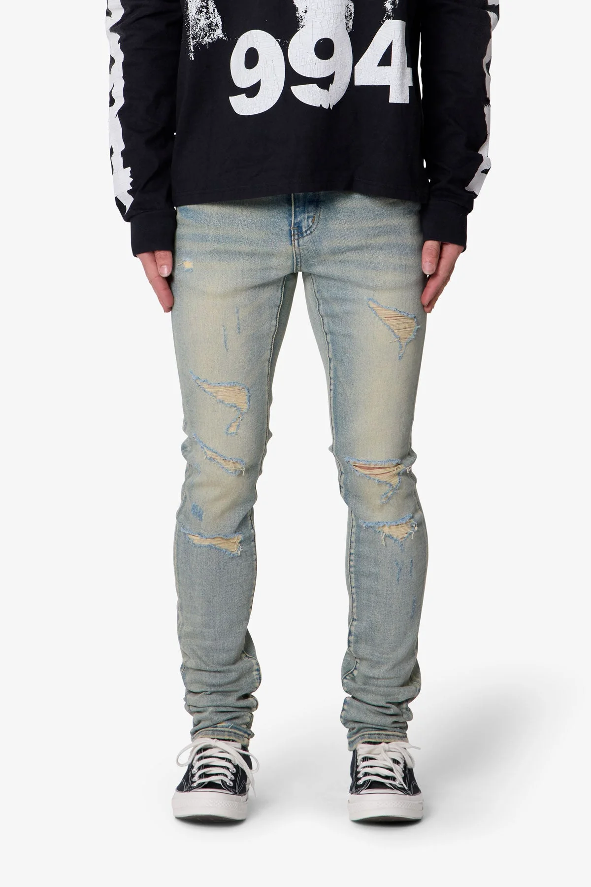 Skinny Distressed Denim - Vintage Blue - Image 2
