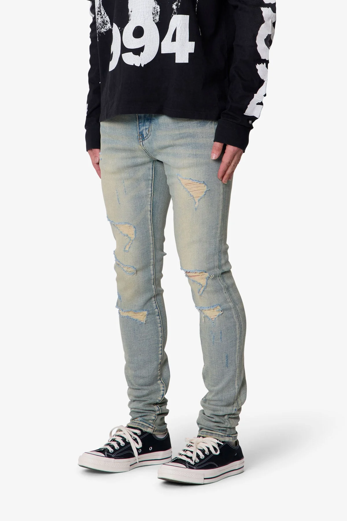 Skinny Distressed Denim - Vintage Blue - Image 3