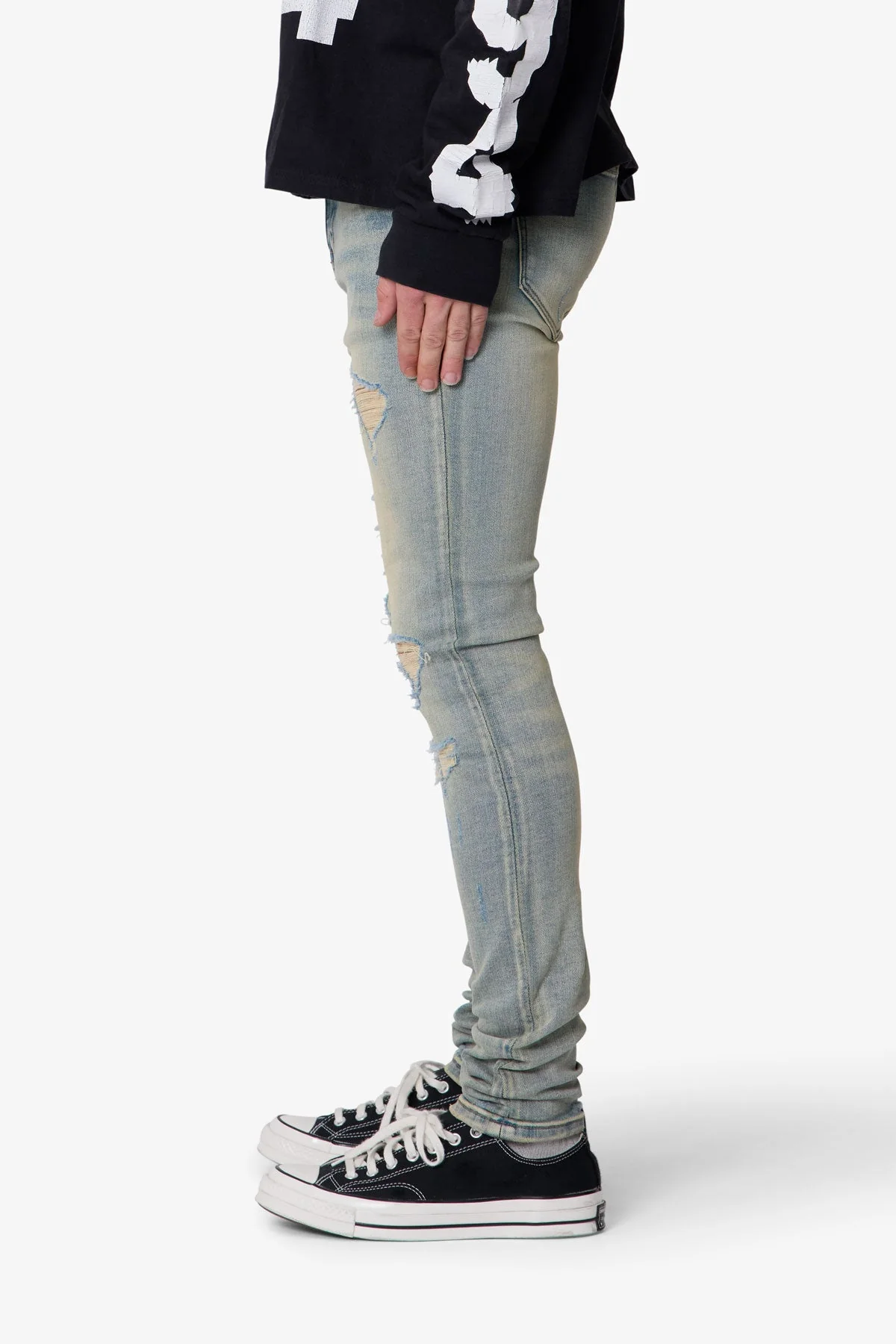 Skinny Distressed Denim - Vintage Blue - Image 4