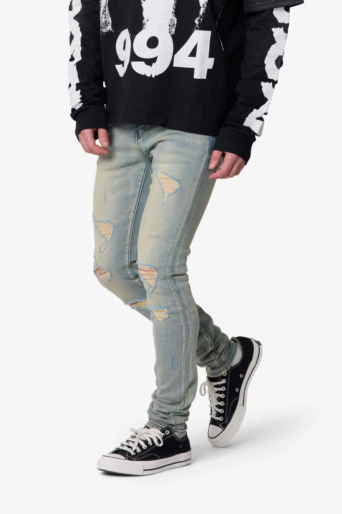 Skinny Distressed Denim - Vintage Blue - Image 6