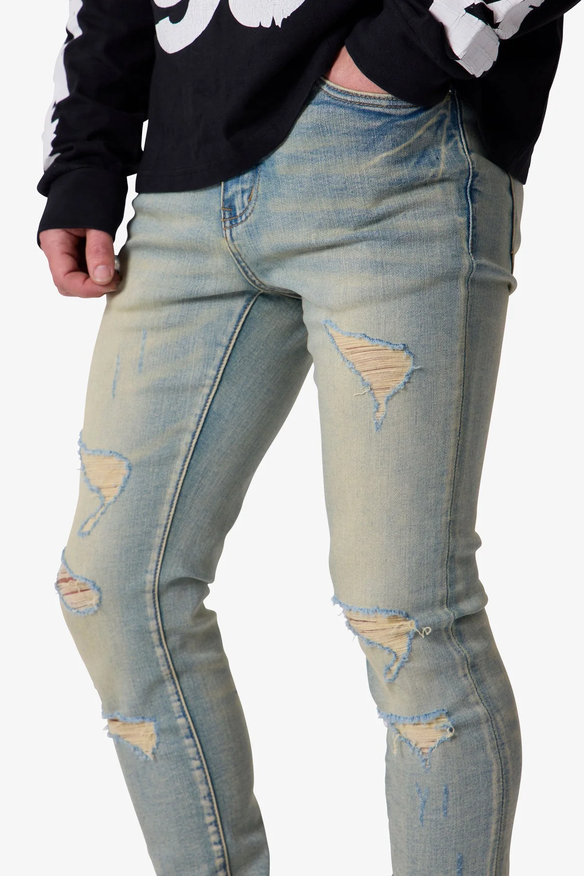 Skinny Distressed Denim - Vintage Blue - Image 7