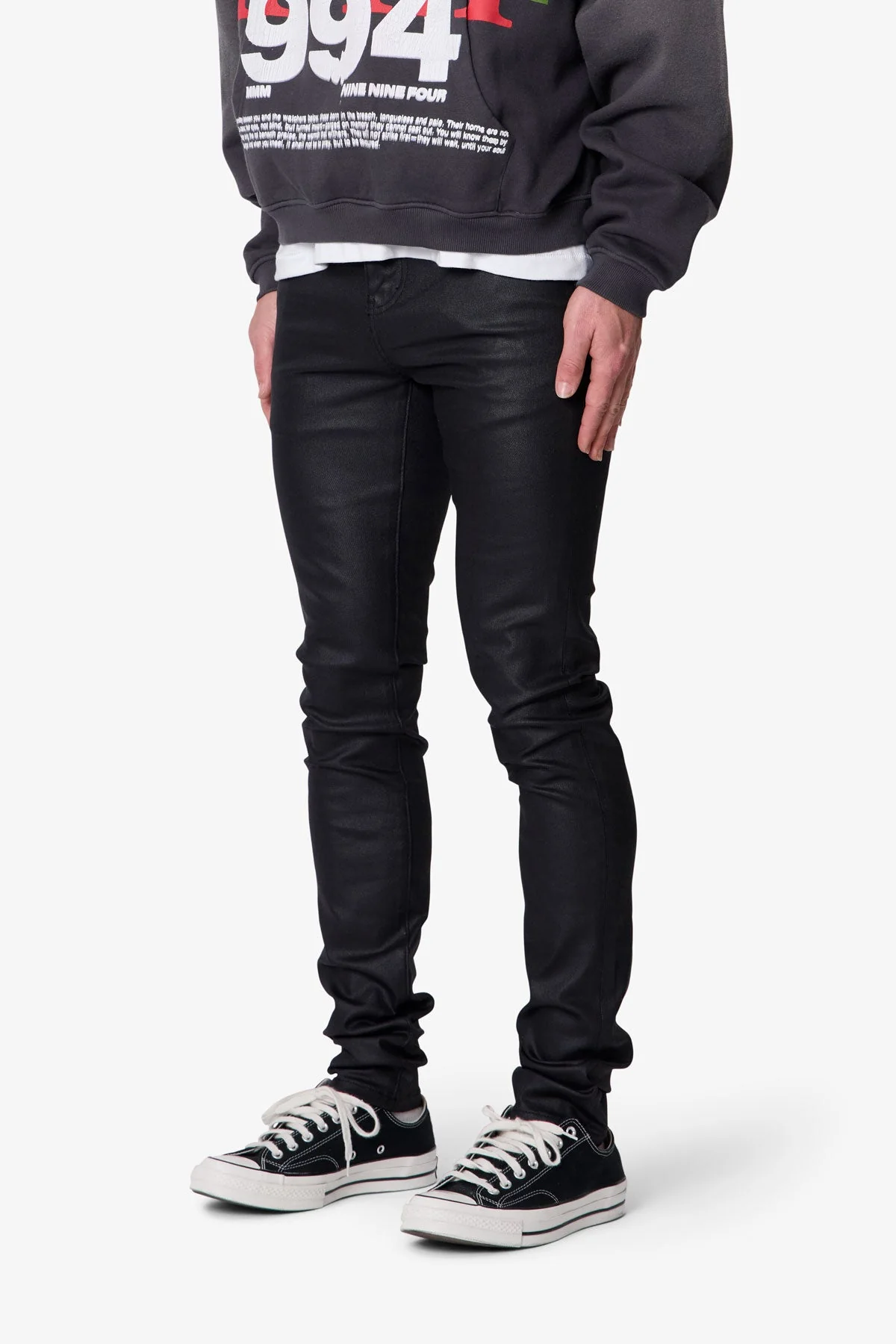 Skinny Waxed Denim - Black - Image 3