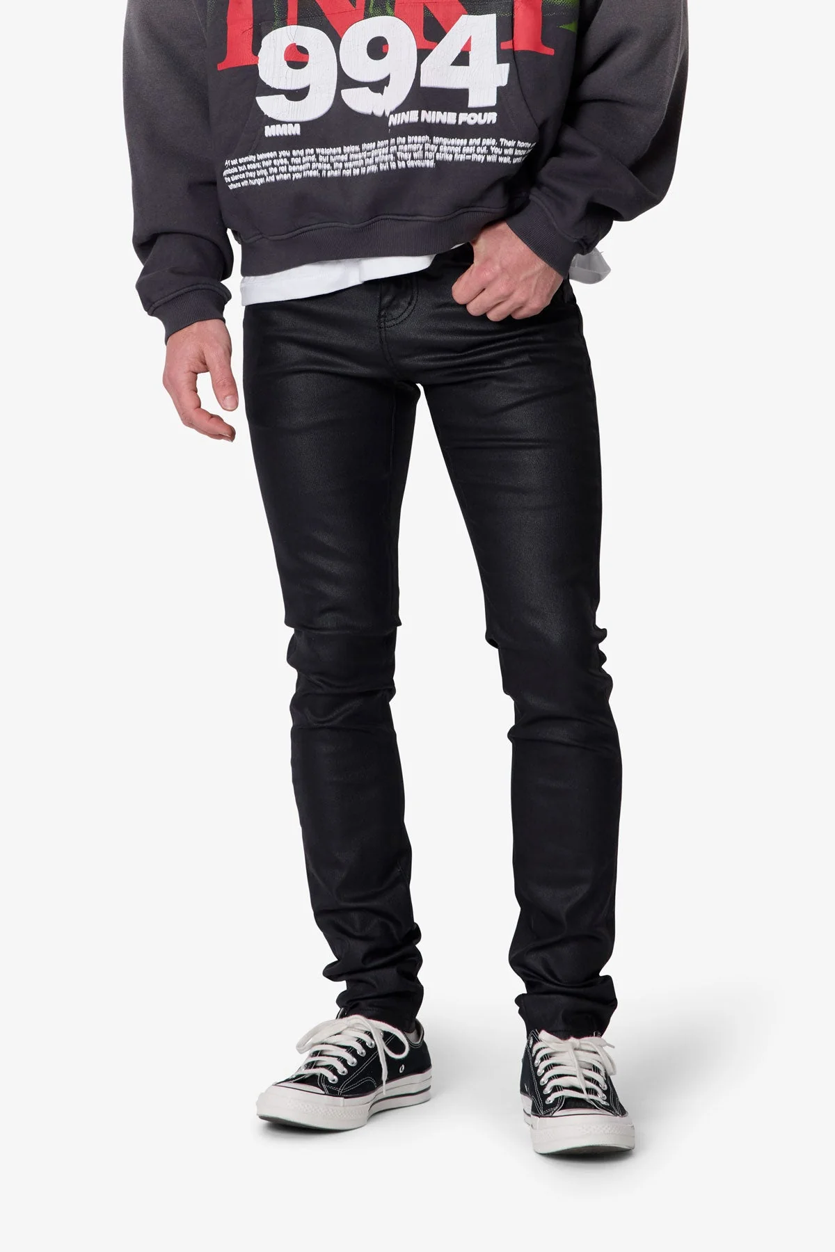 Skinny Waxed Denim - Black - Image 6