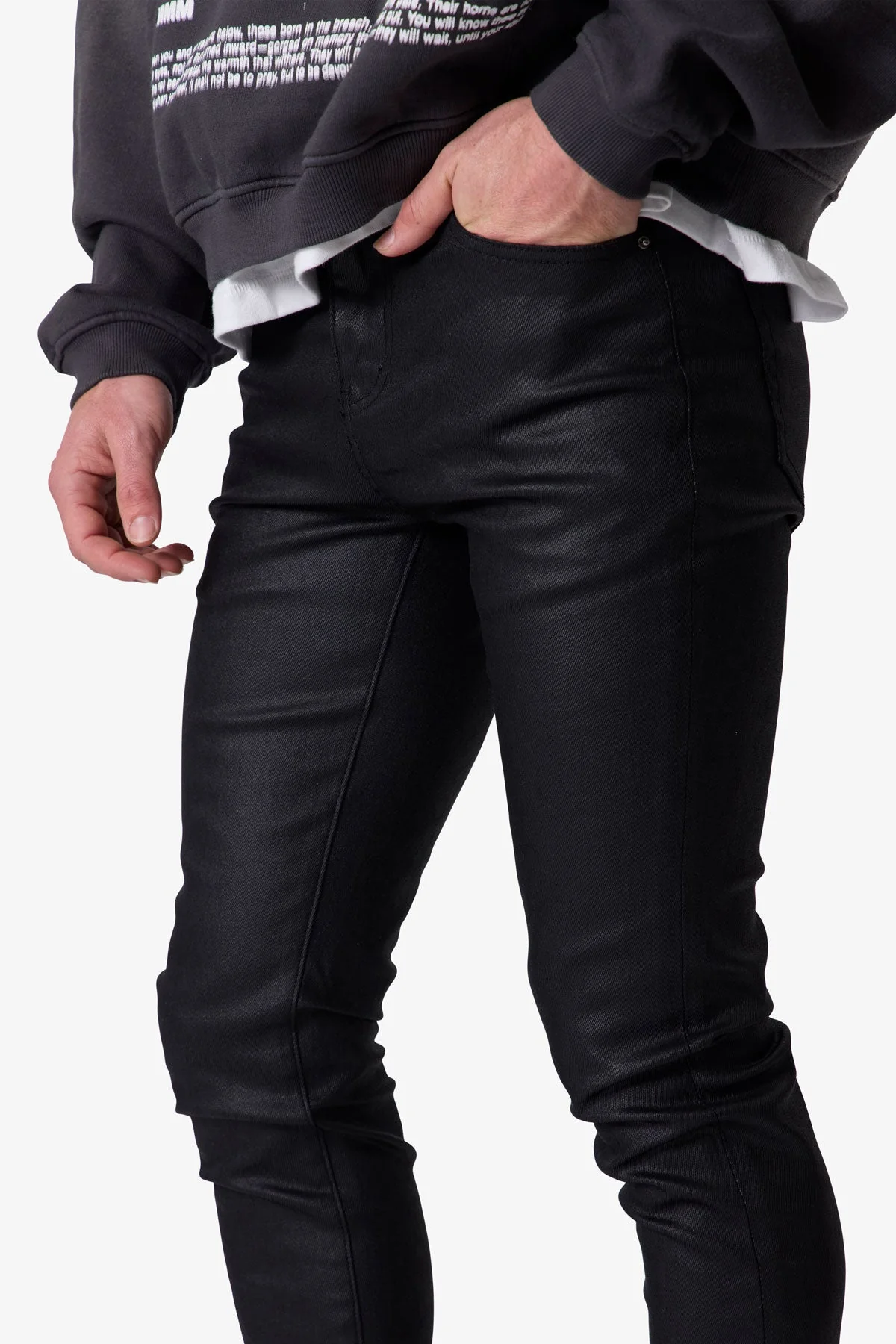 Skinny Waxed Denim - Black - Image 8