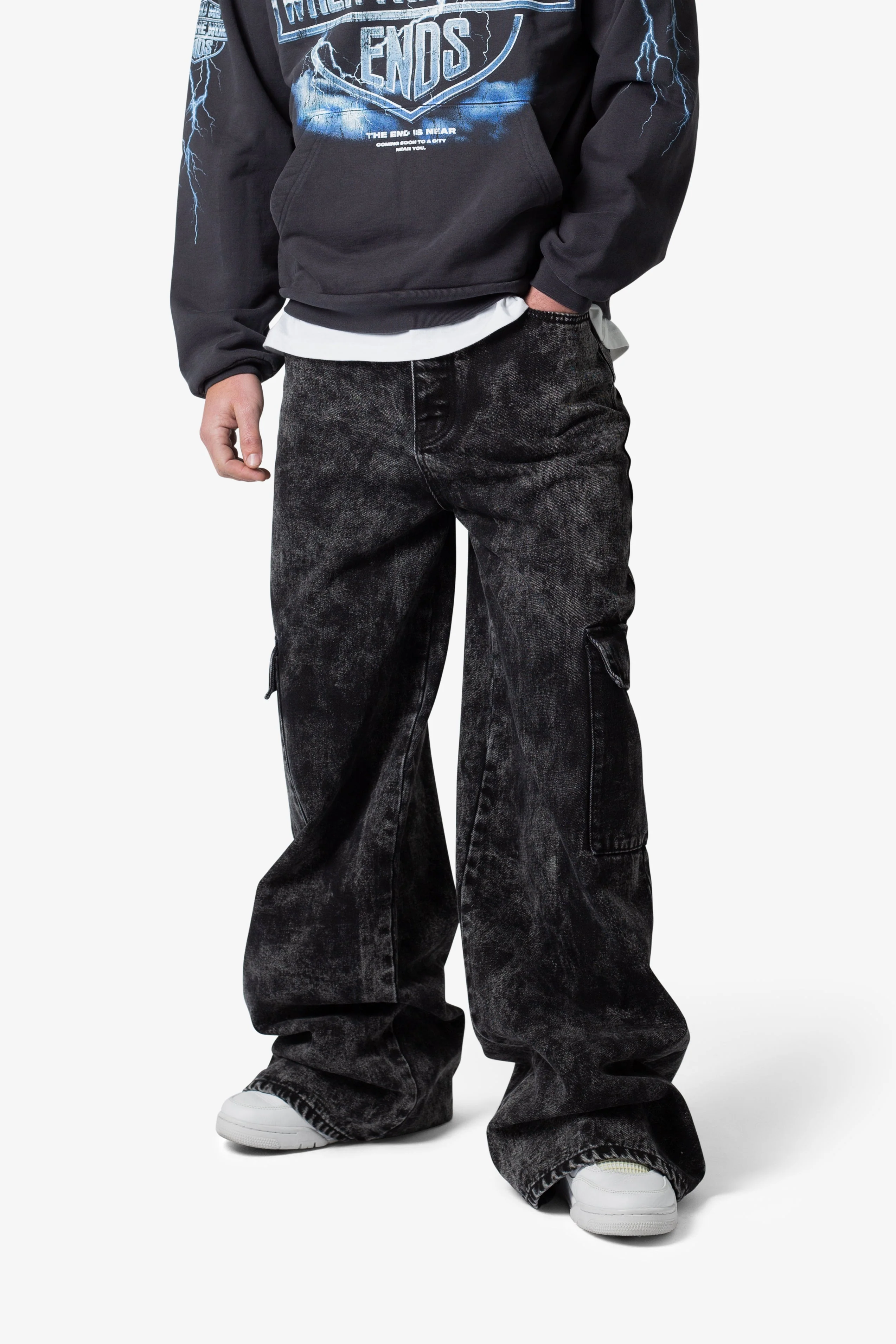 Void Baggy Cargo Denim - Washed Black - Image 3