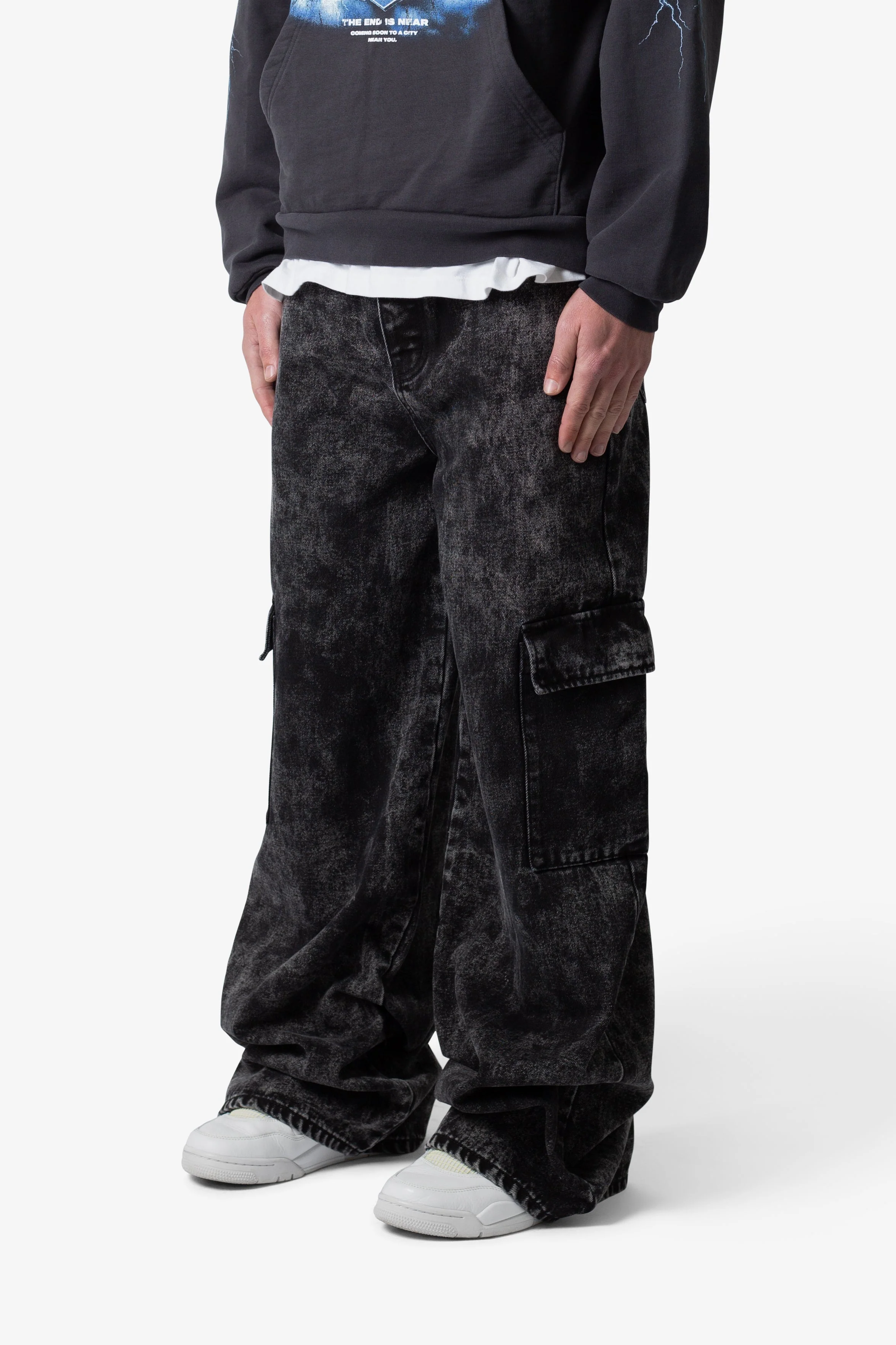 Void Baggy Cargo Denim - Washed Black - Image 4