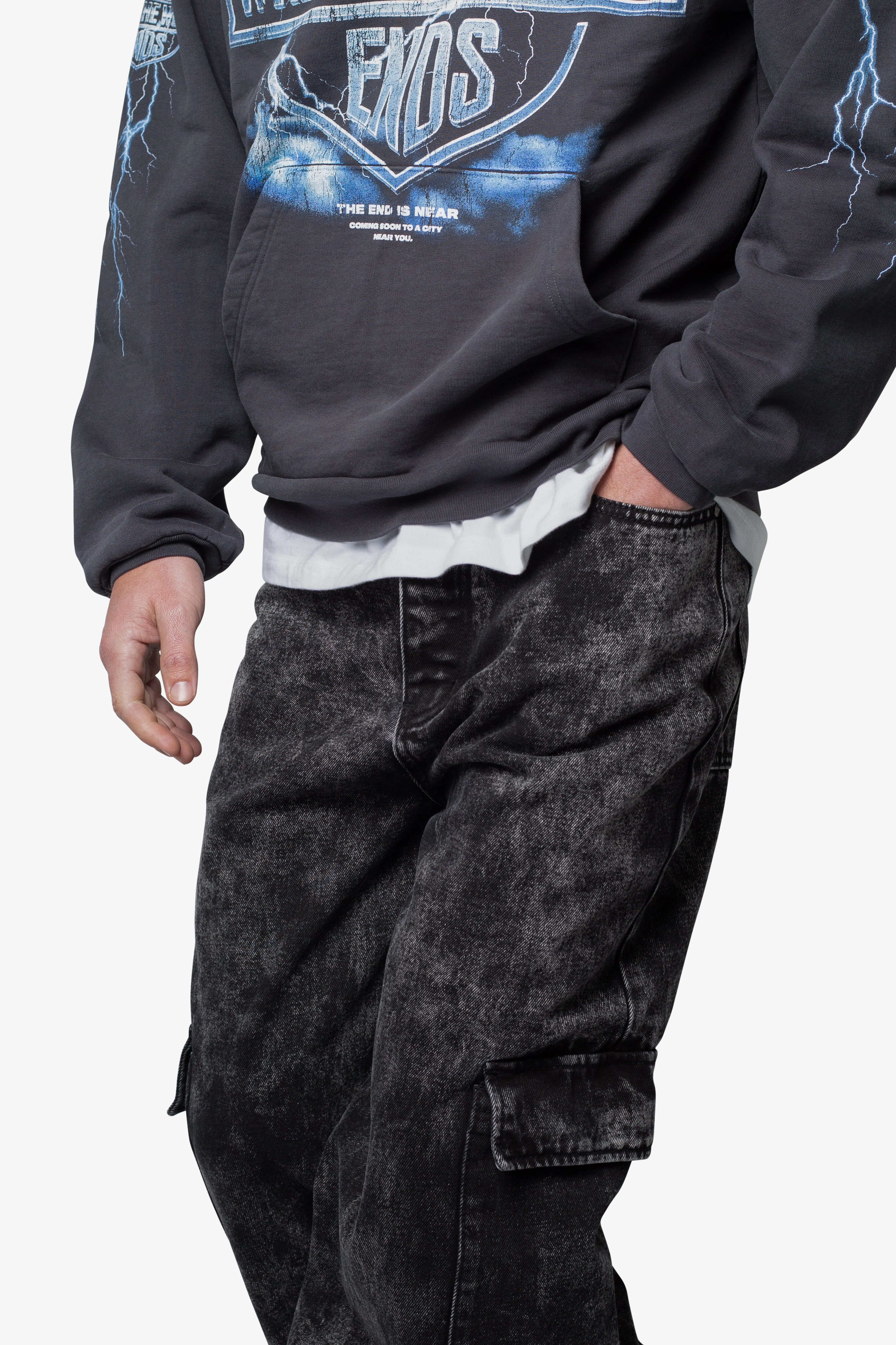 Void Baggy Cargo Denim - Washed Black - Image 7