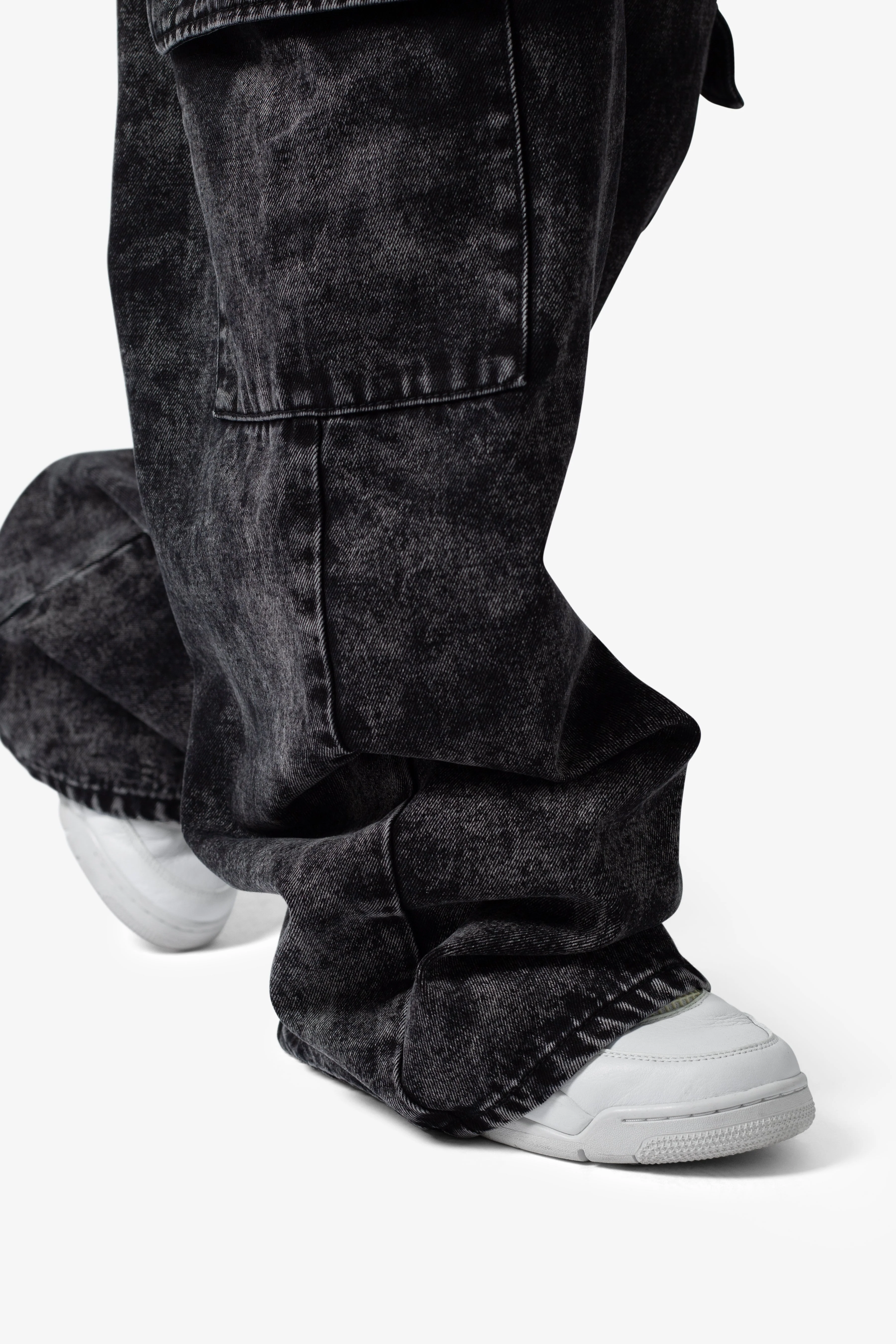 Void Baggy Cargo Denim - Washed Black - Image 8
