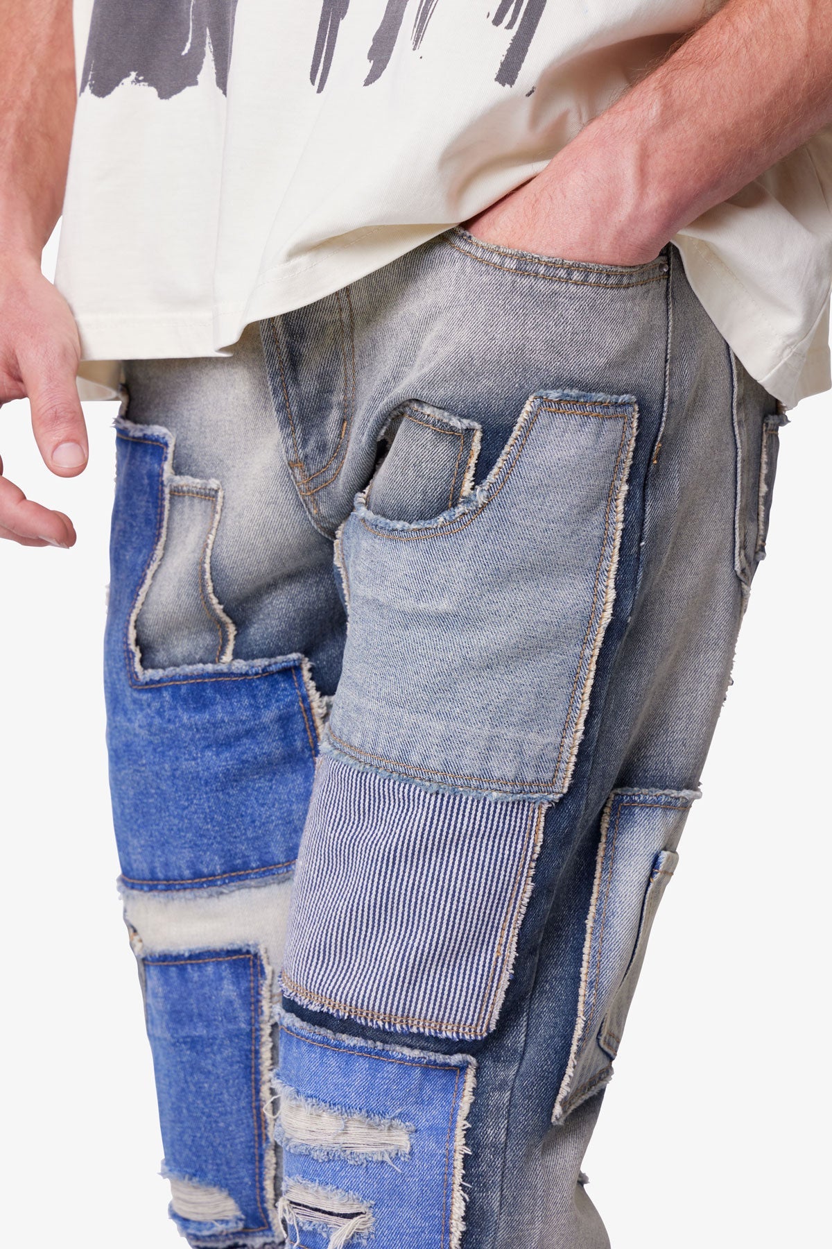 Straight Patchwork Denim - Multi - Image 7