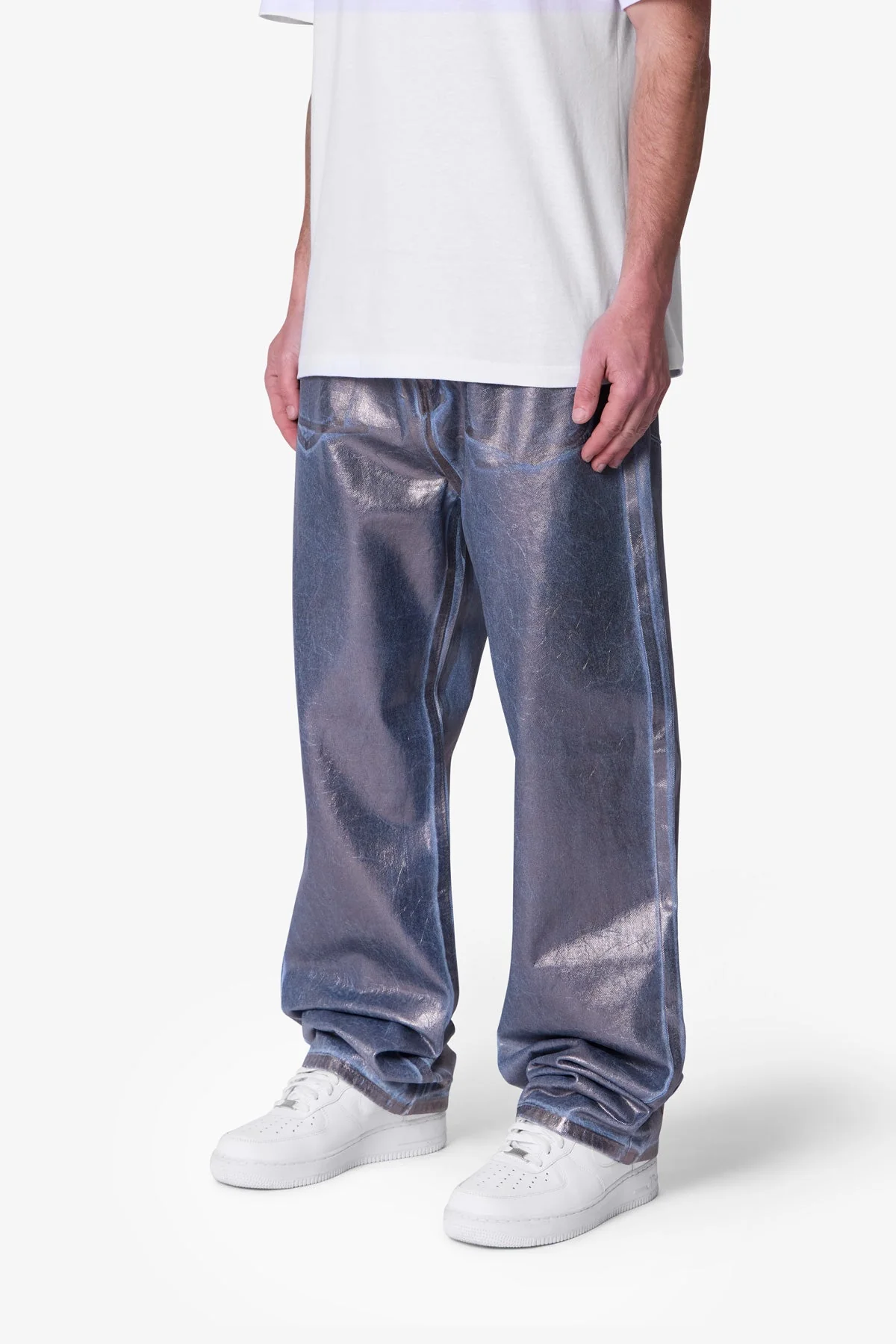 Ultra Baggy Chrome Sprayed Denim - Blue/Silver - Image 3