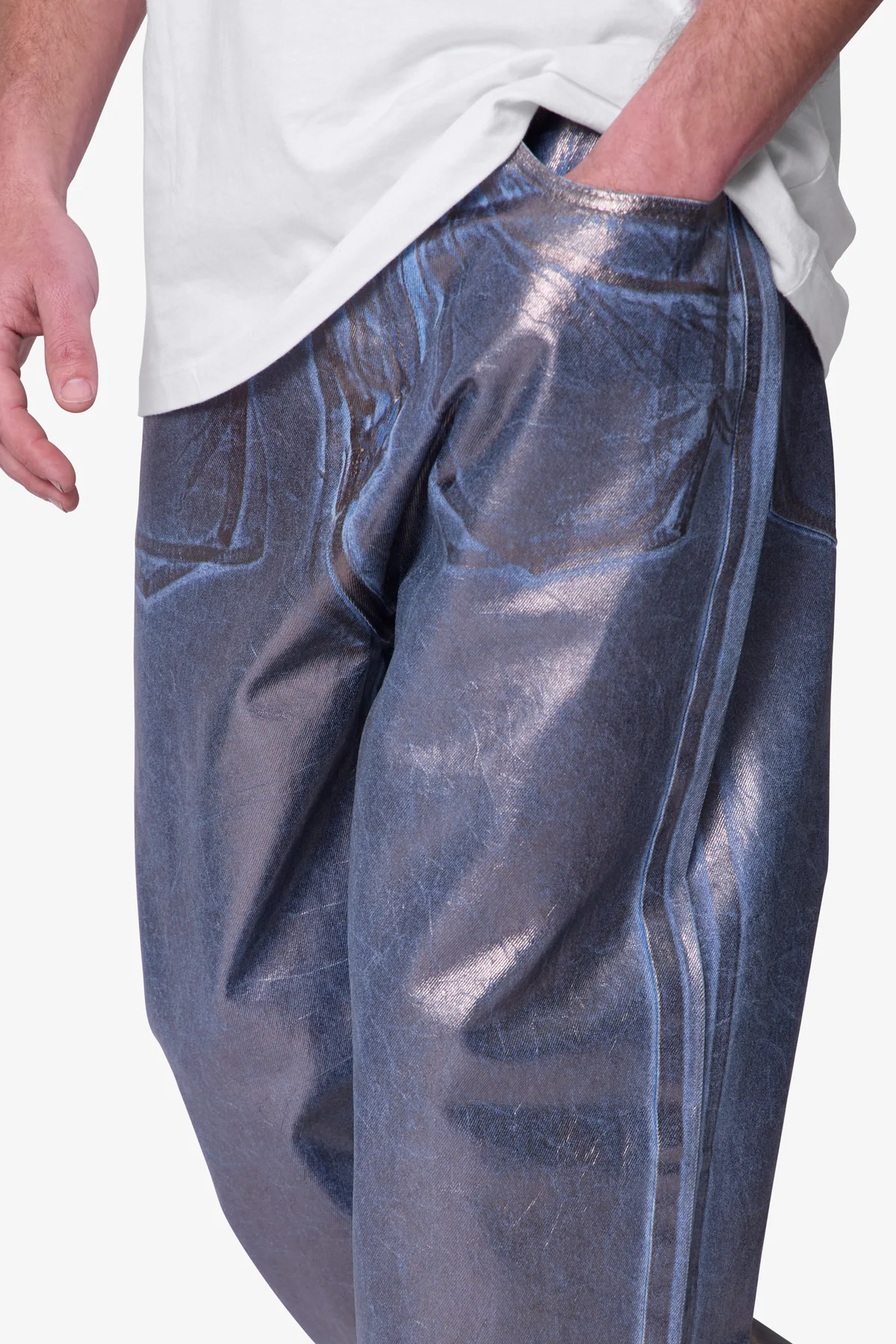 Ultra Baggy Chrome Sprayed Denim - Blue/Silver - Image 8