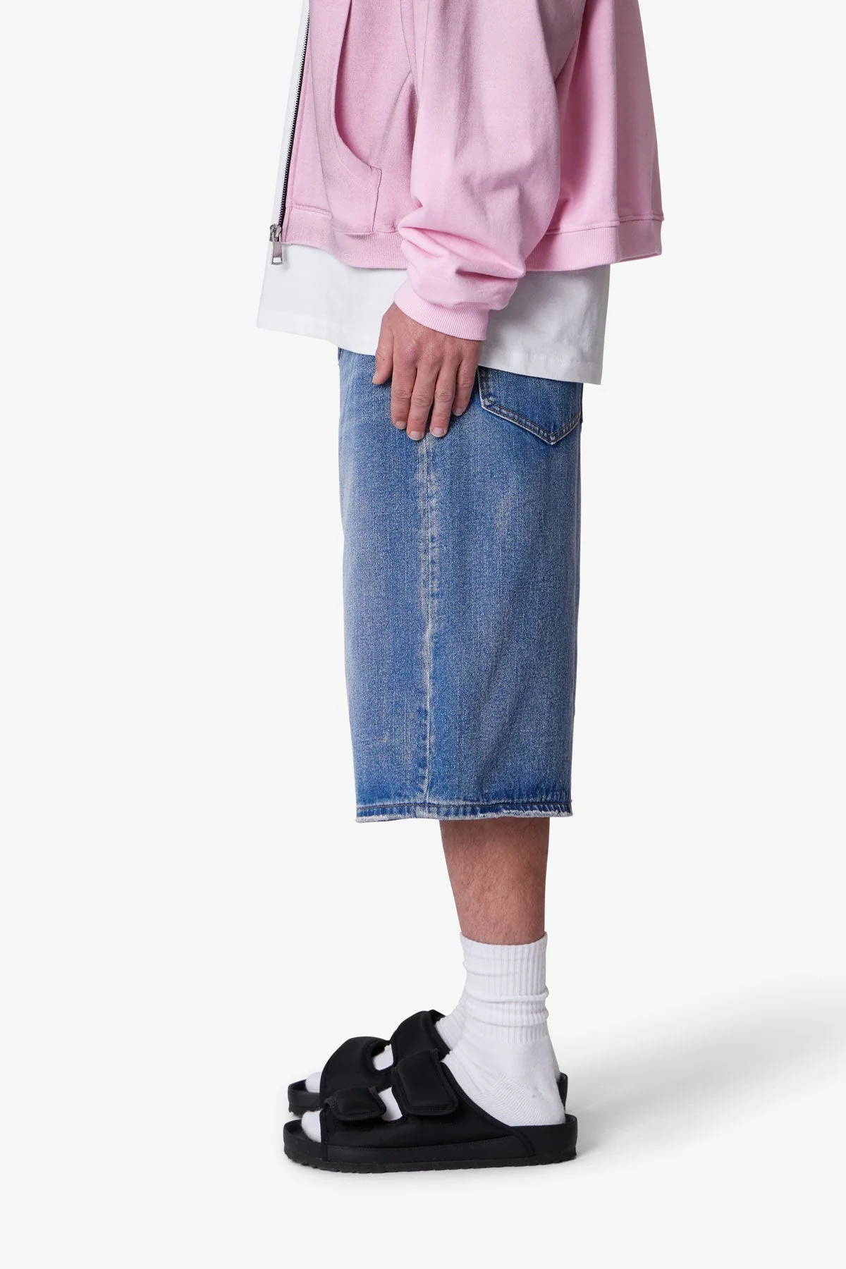 Ultra Baggy Denim Shorts - Medium Blue - Image 4