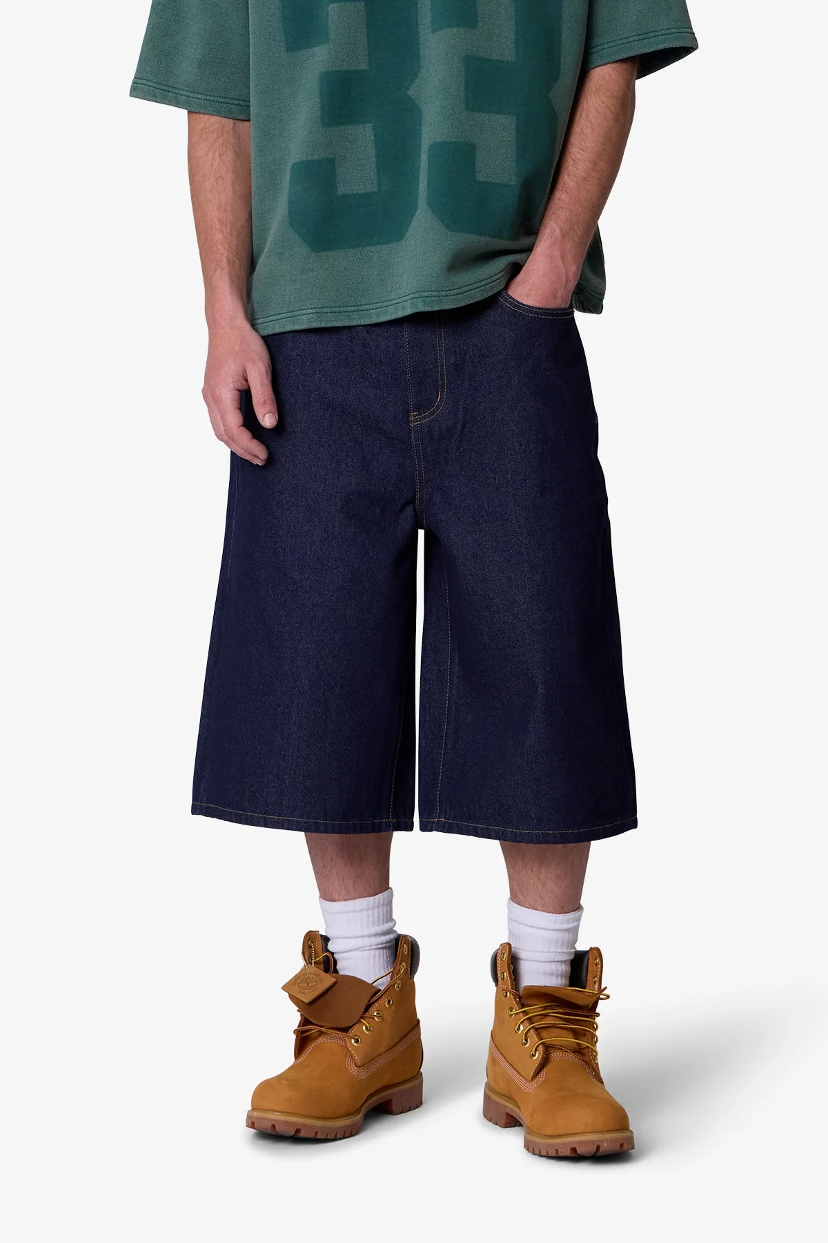 Raw Ultra Baggy Denim Shorts - Rinsed Indigo - Image 6