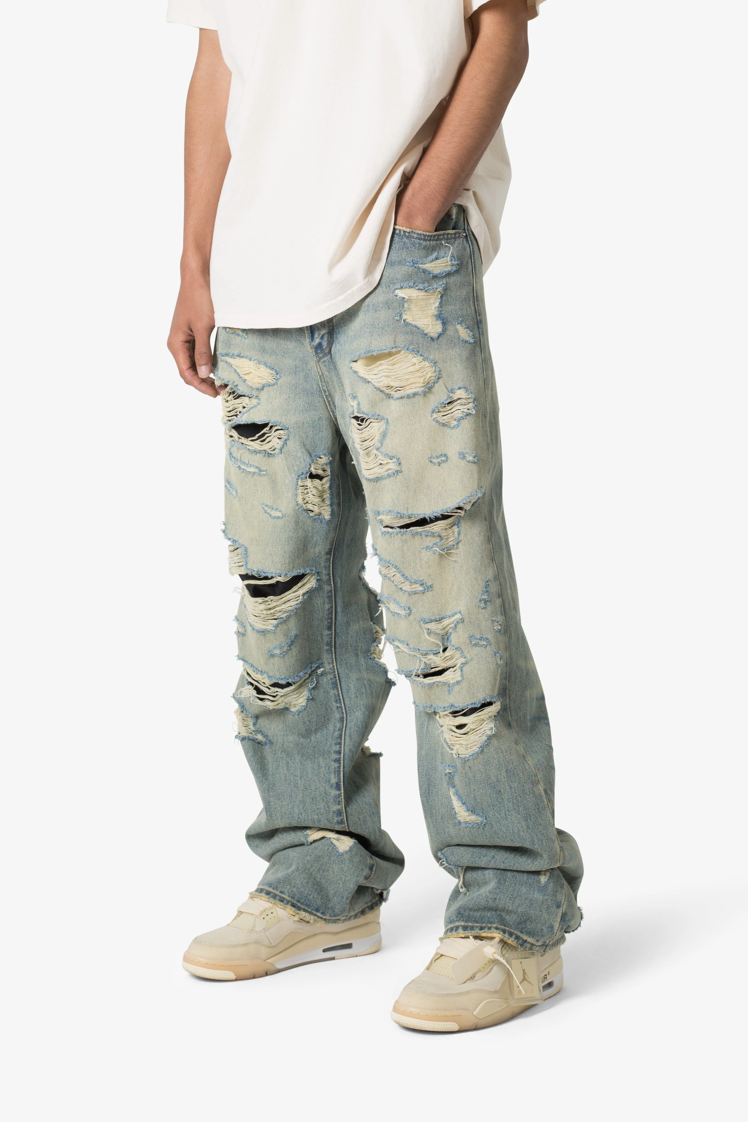 Ultra Baggy Distressed Denim - Vintage Blue - Image 2