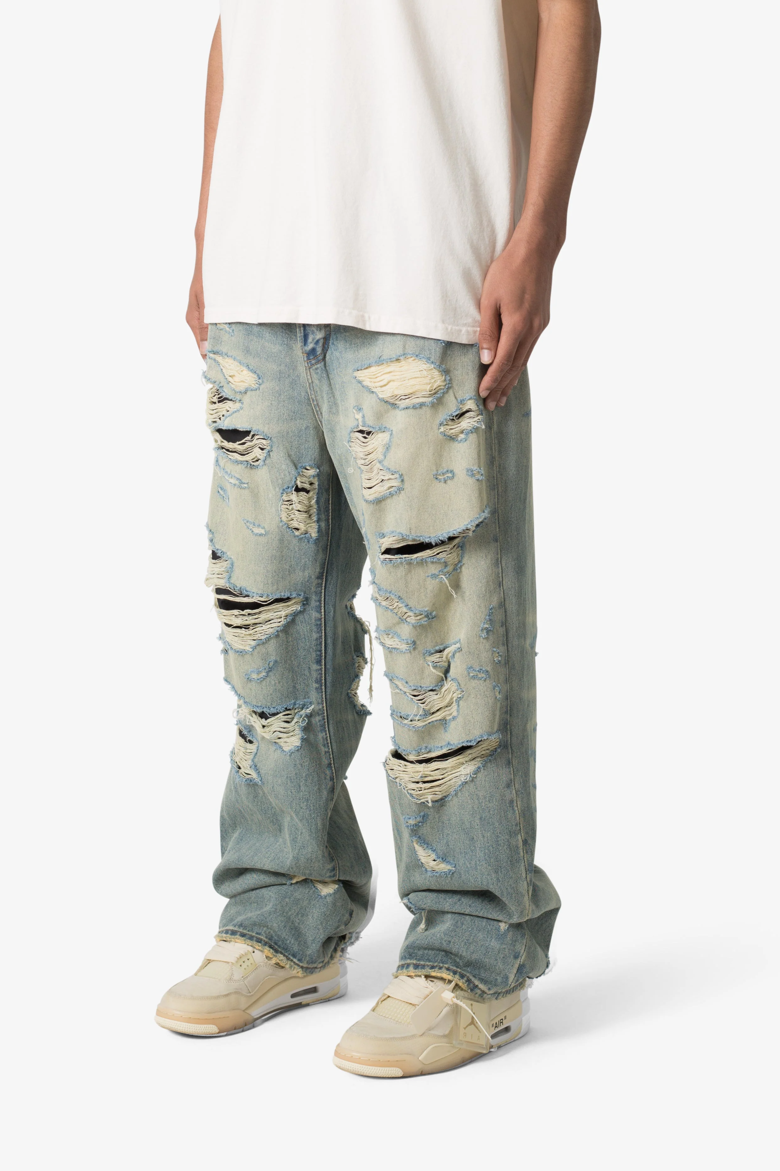 Ultra Baggy Distressed Denim - Vintage Blue - Image 4