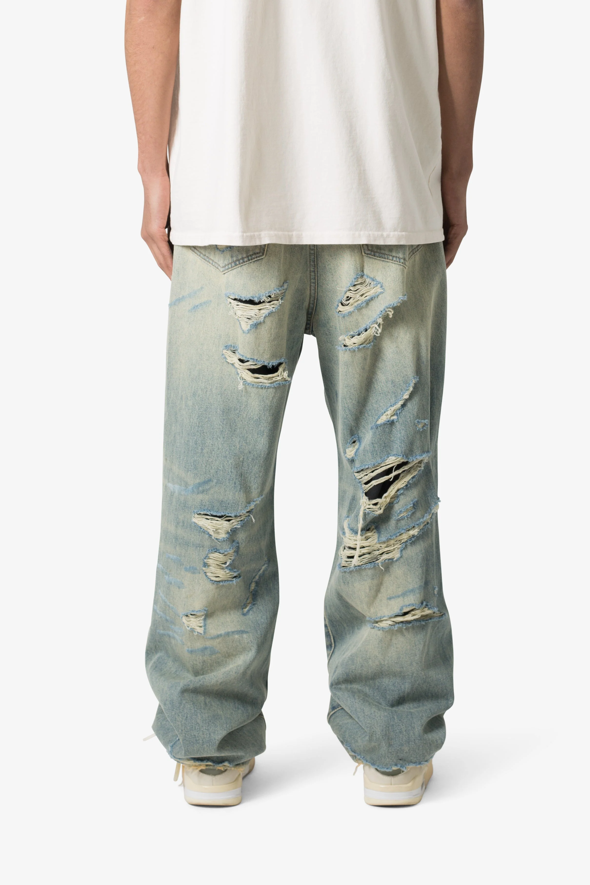 Ultra Baggy Distressed Denim - Vintage Blue - Image 6