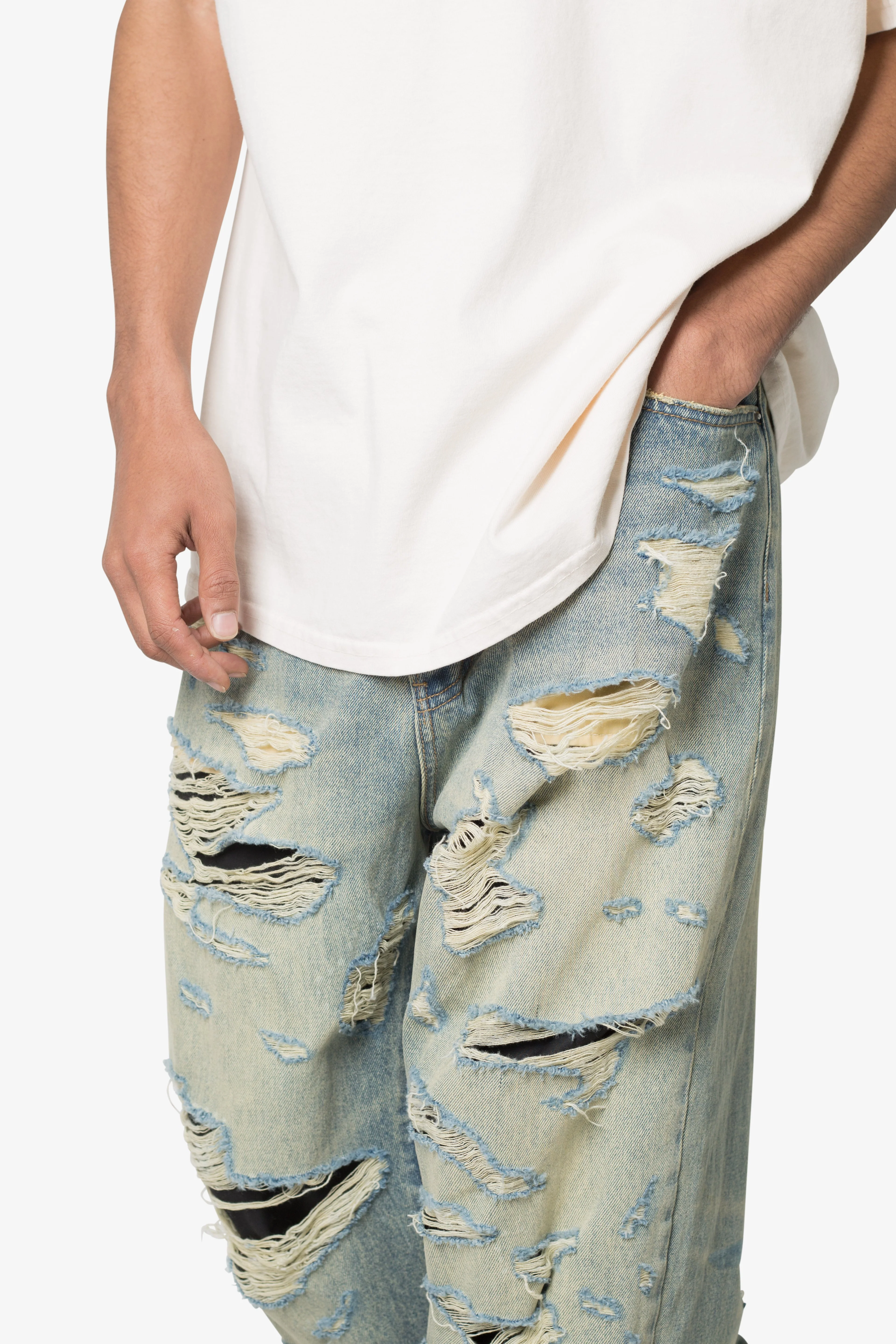 Ultra Baggy Distressed Denim - Vintage Blue - Image 7