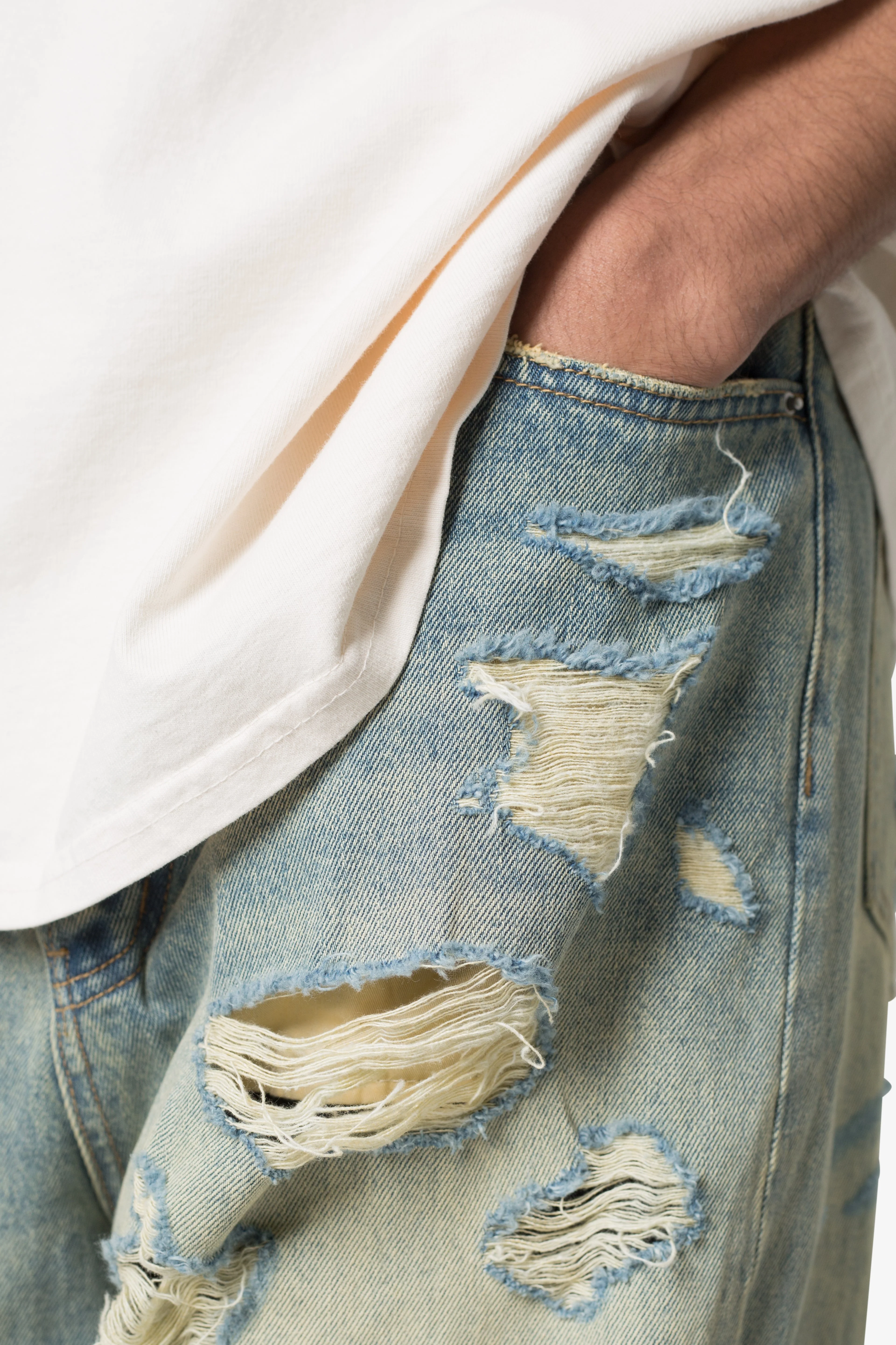 Ultra Baggy Distressed Denim - Vintage Blue - Image 8