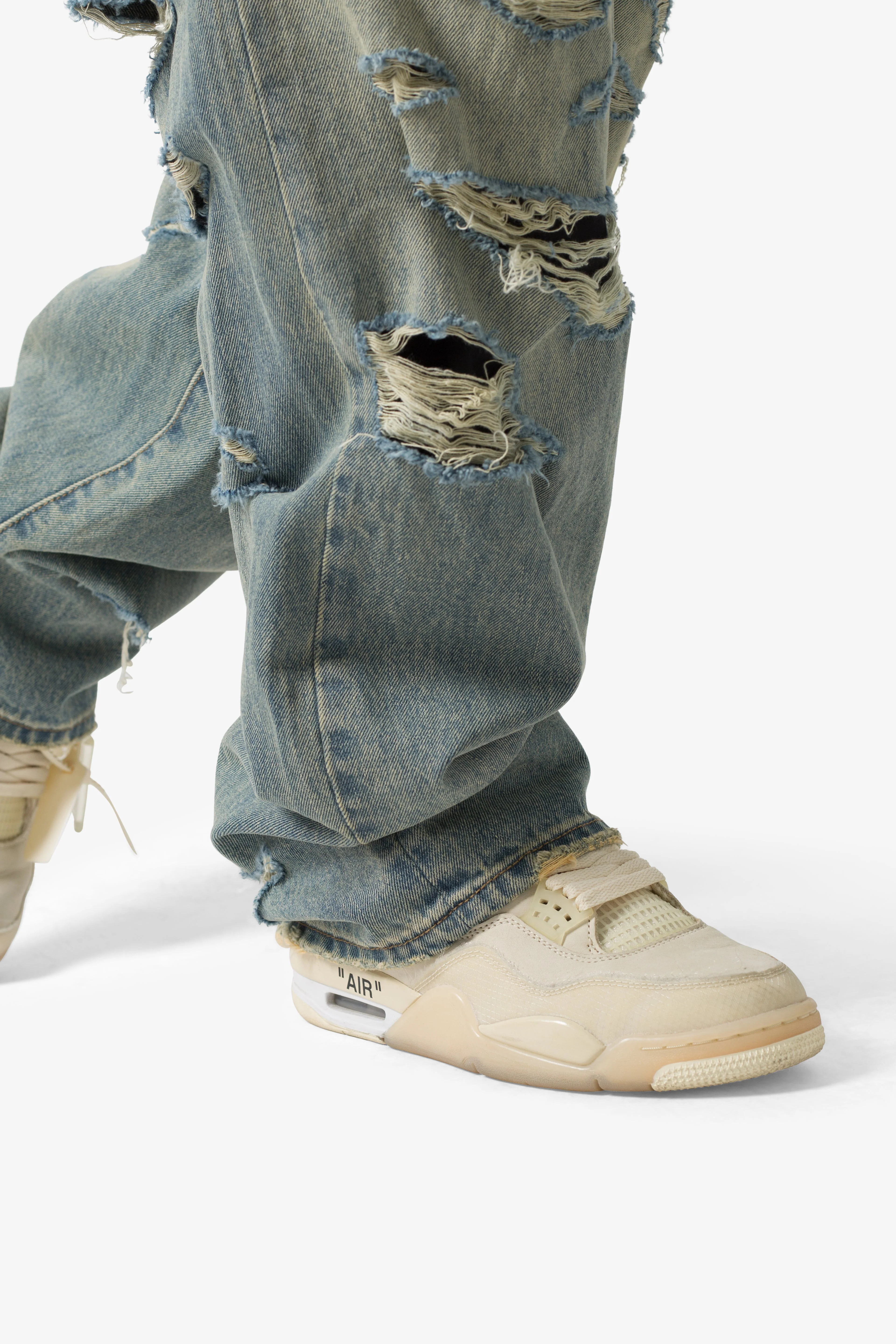 Ultra Baggy Distressed Denim - Vintage Blue - Image 9