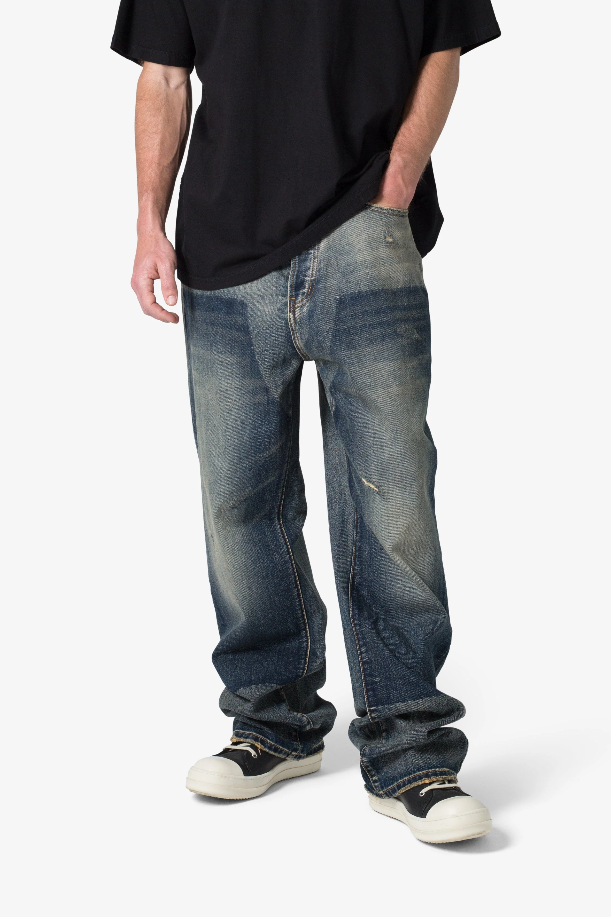 Ultra Baggy Shadow Patch Denim - Washed Light Blue - Image 3