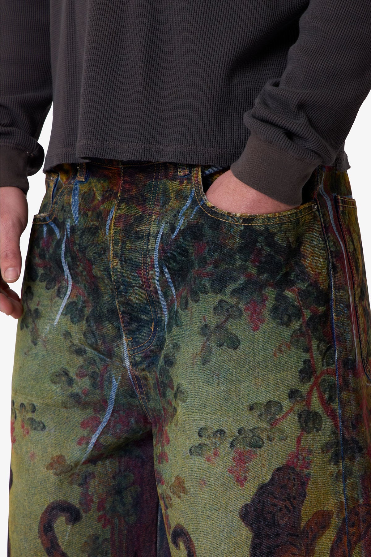 Ultra Baggy Leopard Denim Shorts - Multi - Image 7