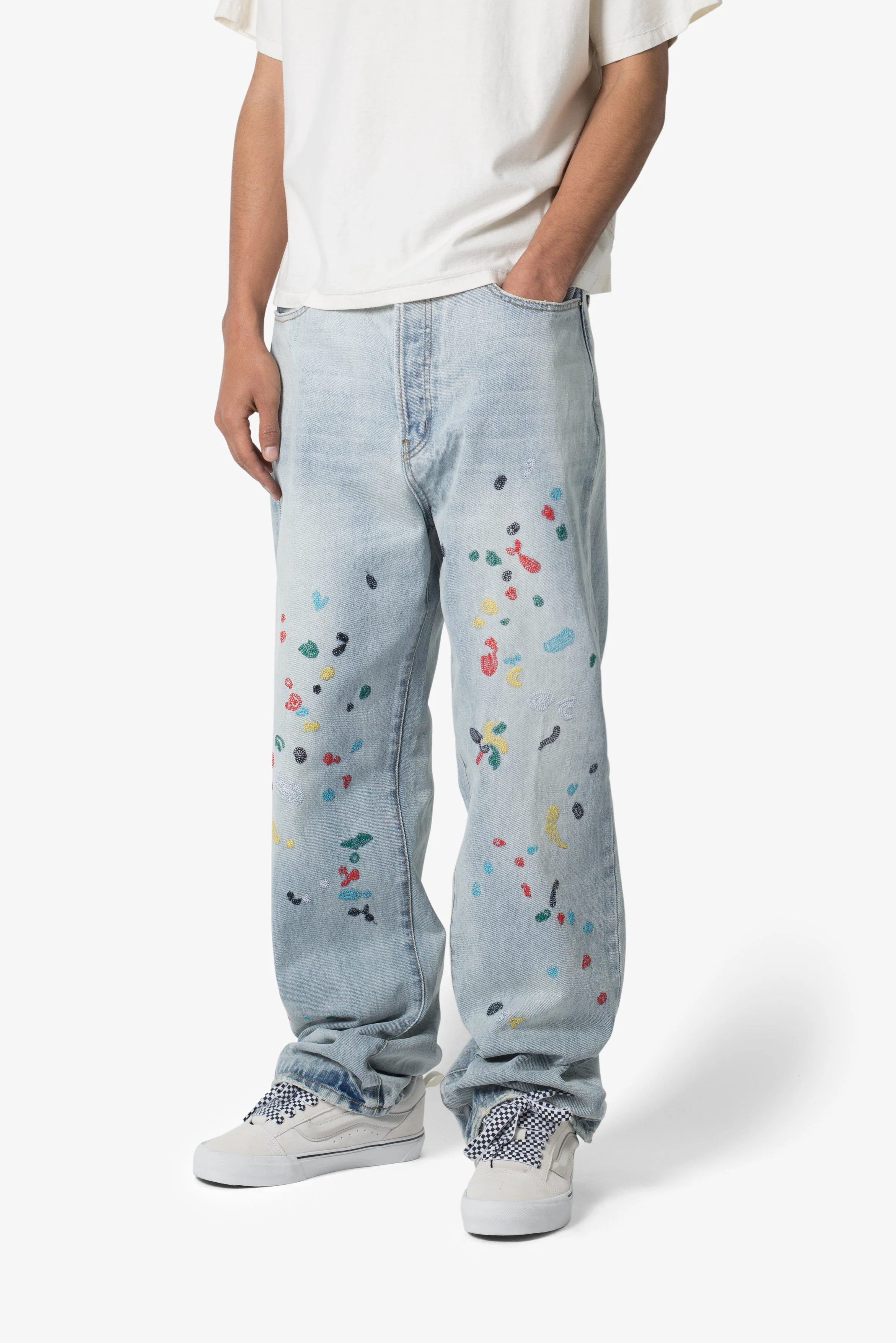 Ultra Baggy Chainstitch Denim - Light Blue - Image 2