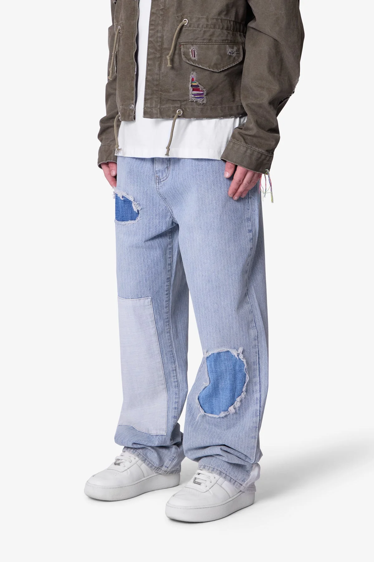 Ultra Baggy Patched Up Denim - Light Blue - Image 3