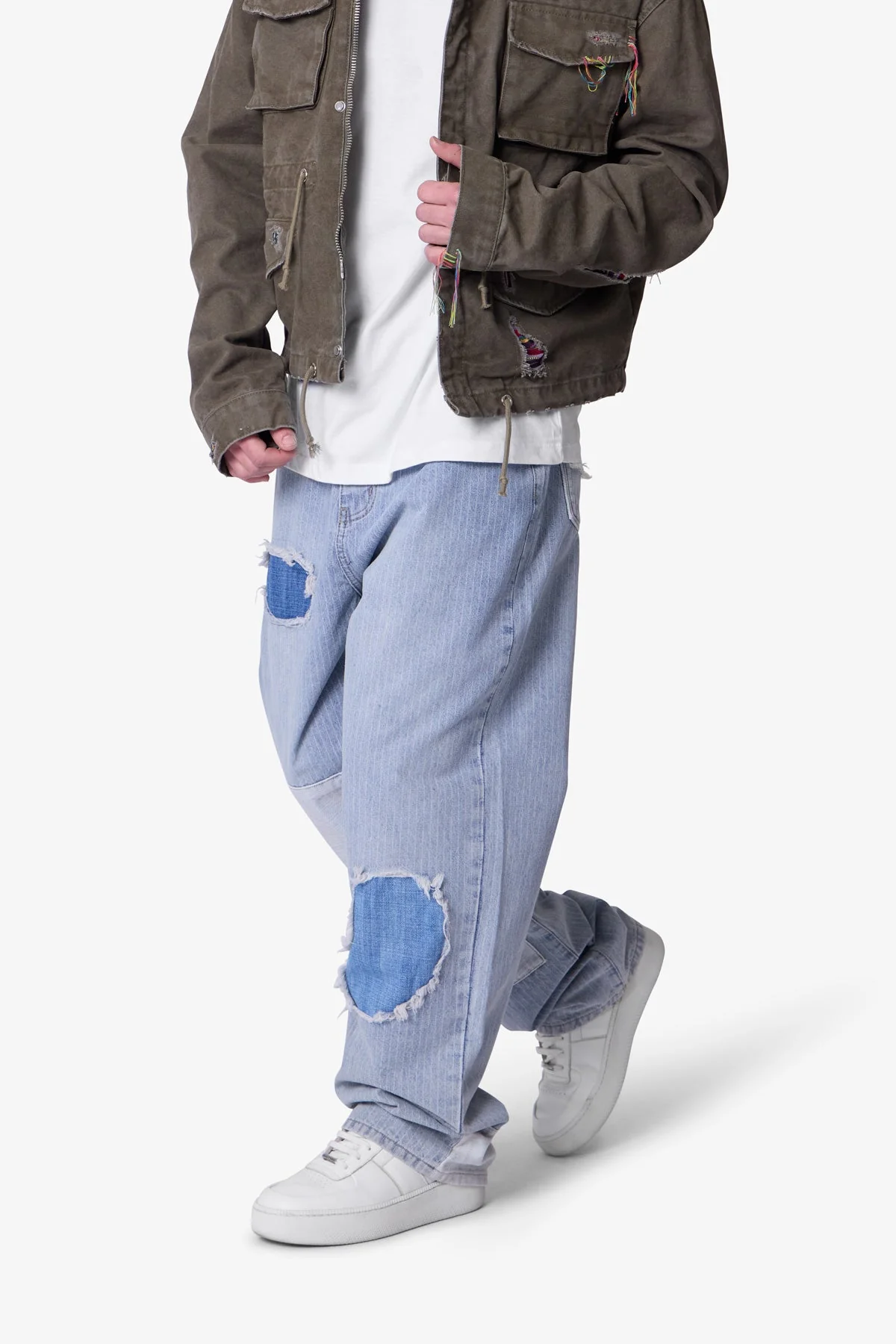 Ultra Baggy Patched Up Denim - Light Blue - Image 6