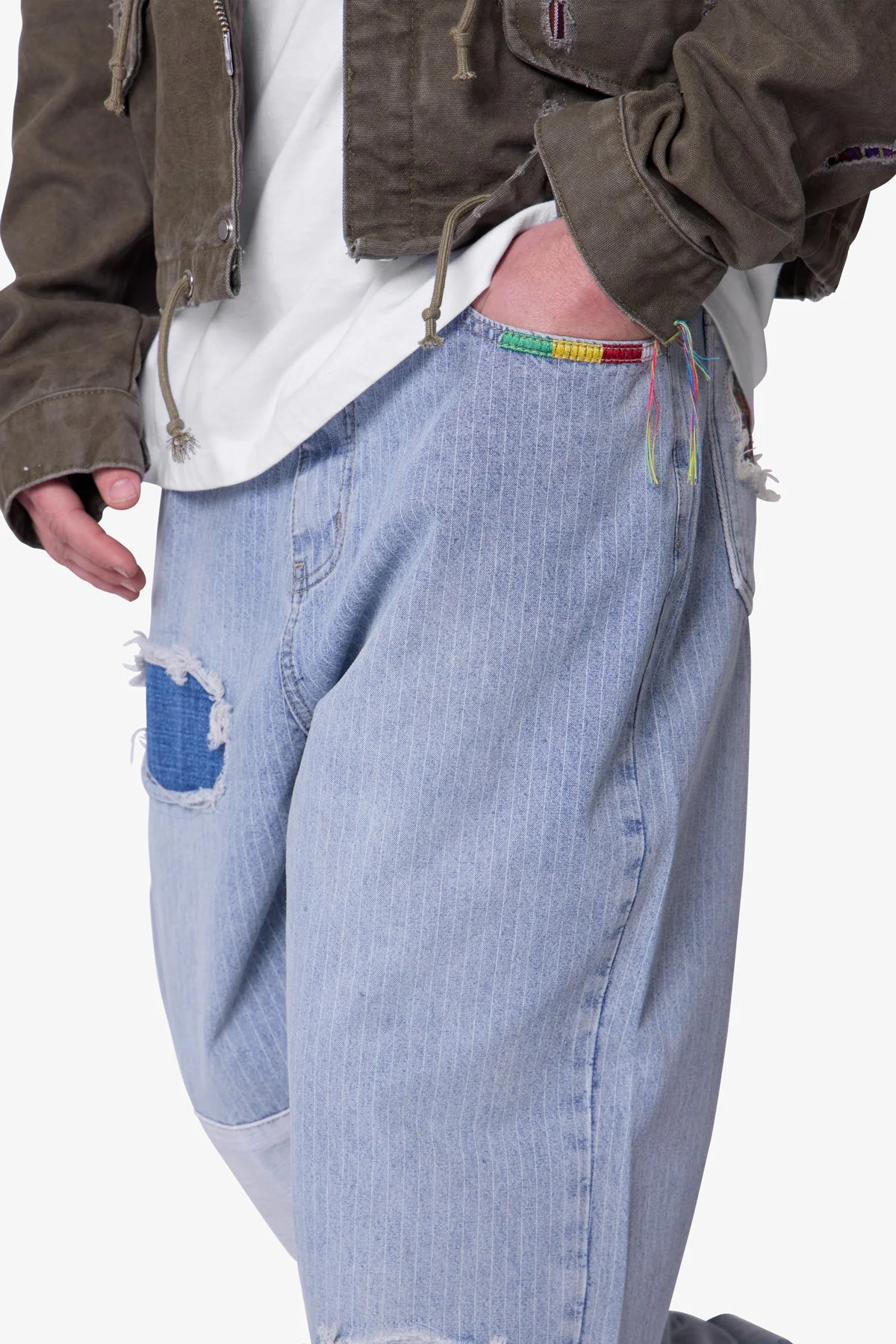 Ultra Baggy Patched Up Denim - Light Blue - Image 7