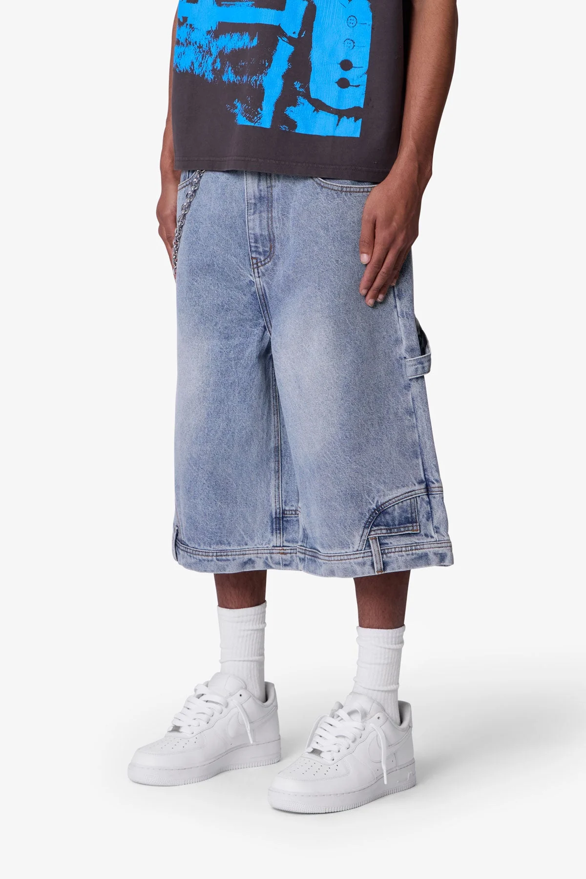 Ultra Baggy Reconstructed Denim Shorts - Blue - Image 3