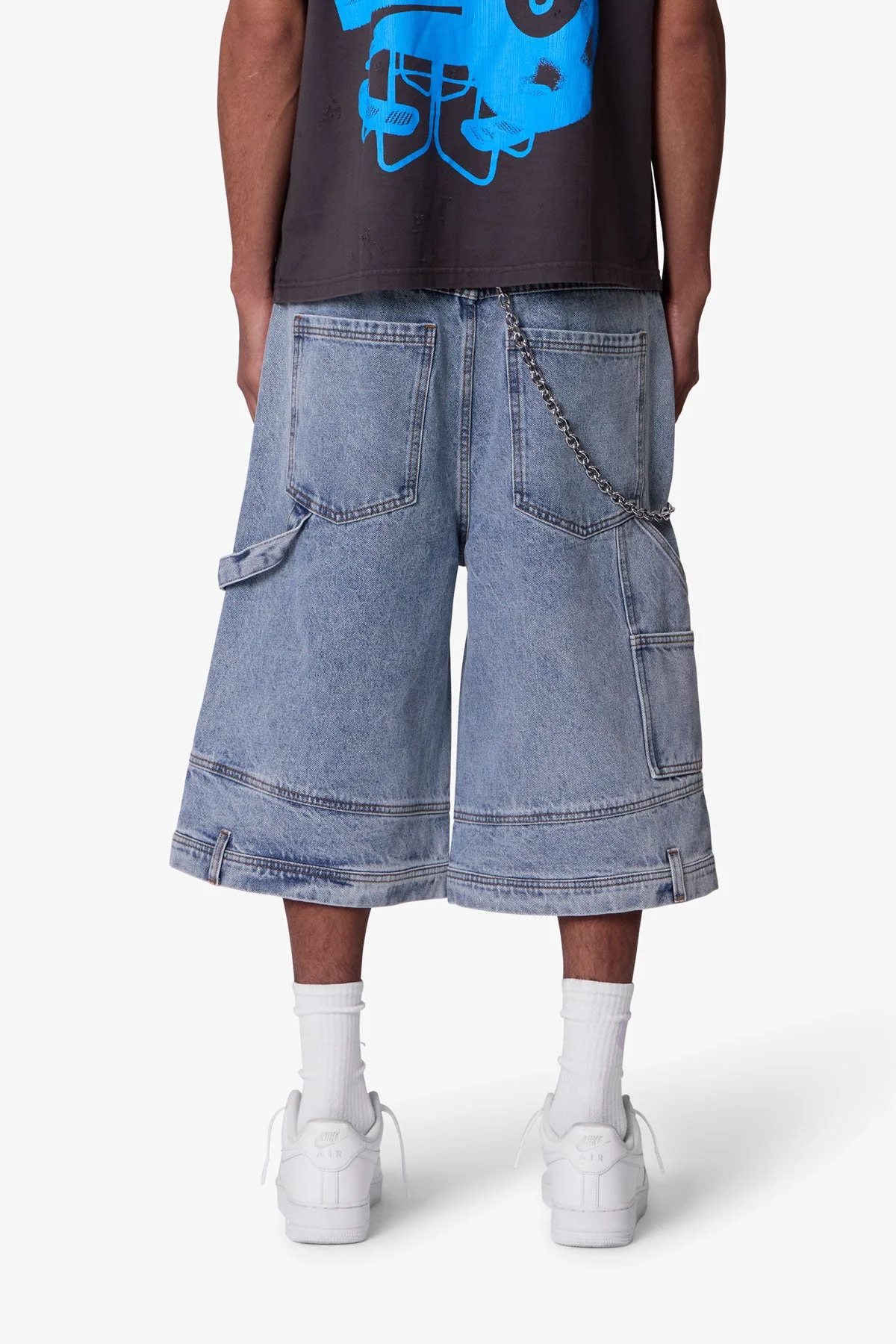Ultra Baggy Reconstructed Denim Shorts - Blue - Image 5