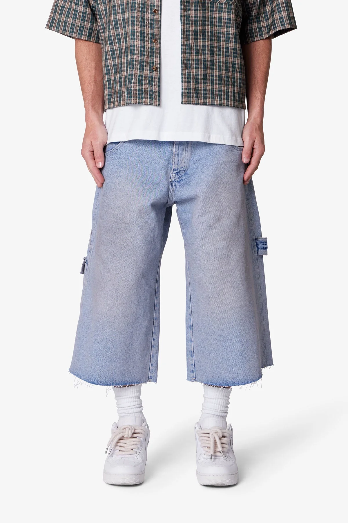 Ultra Baggy Tool Denim Shorts - Light Blue