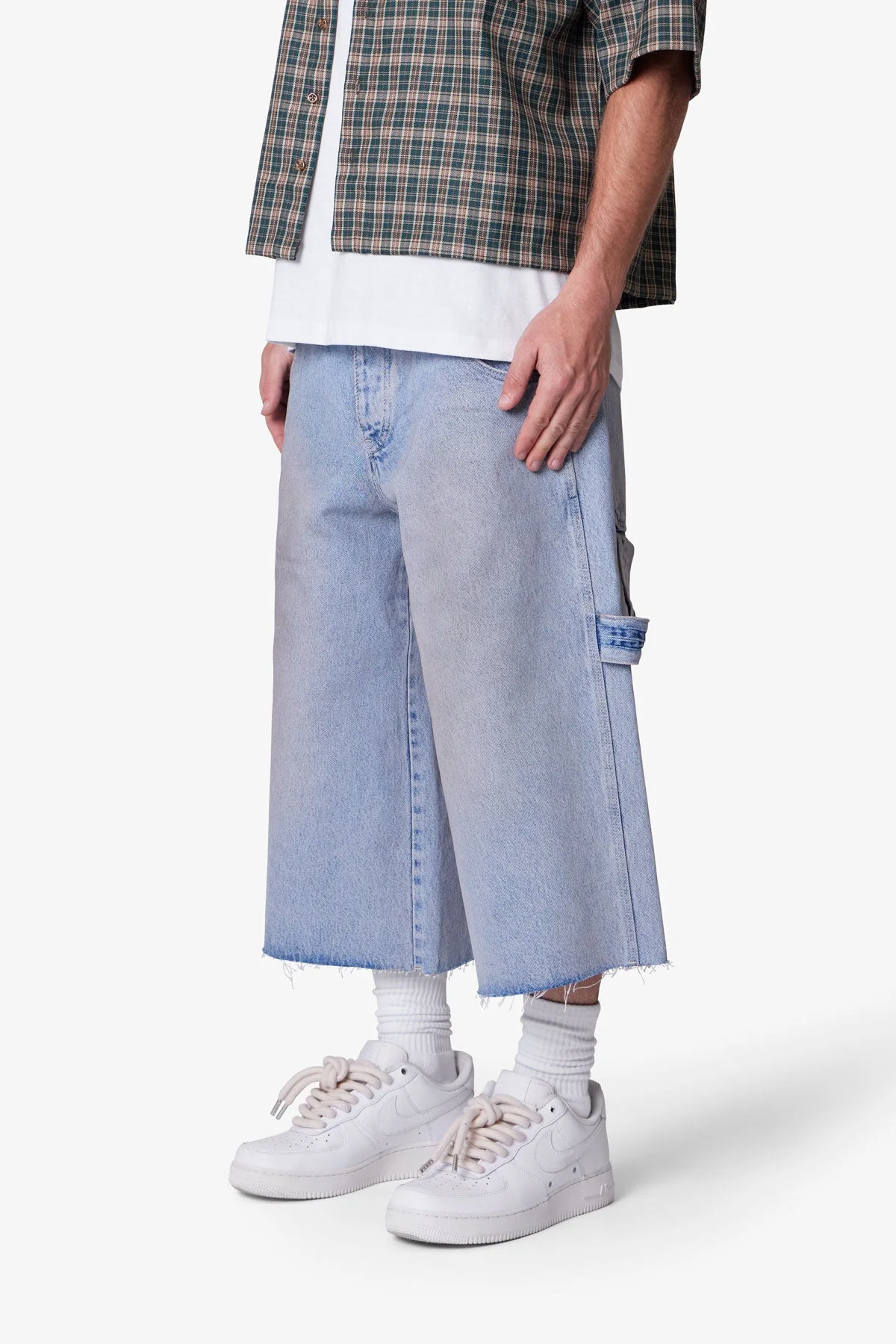 Ultra Baggy Tool Denim Shorts - Light Blue - Image 3