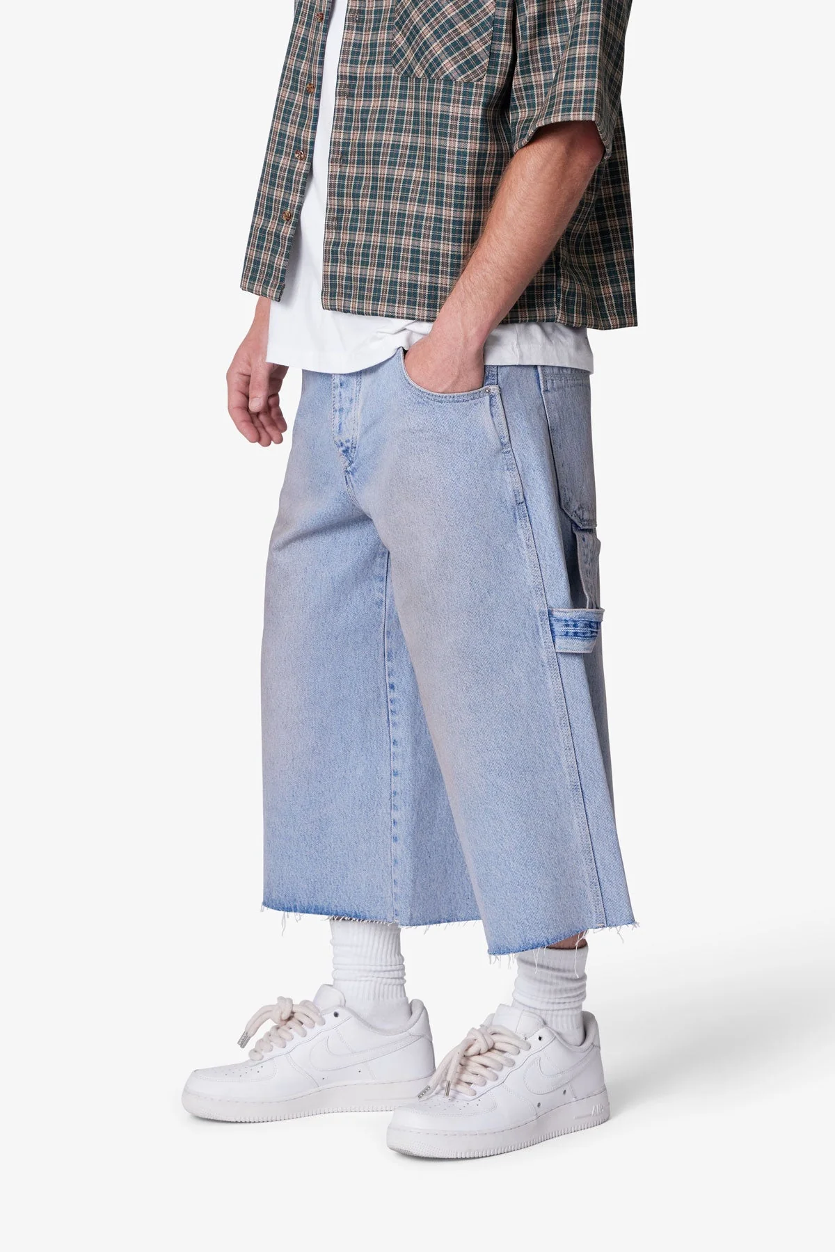 Ultra Baggy Tool Denim Shorts - Light Blue - Image 6