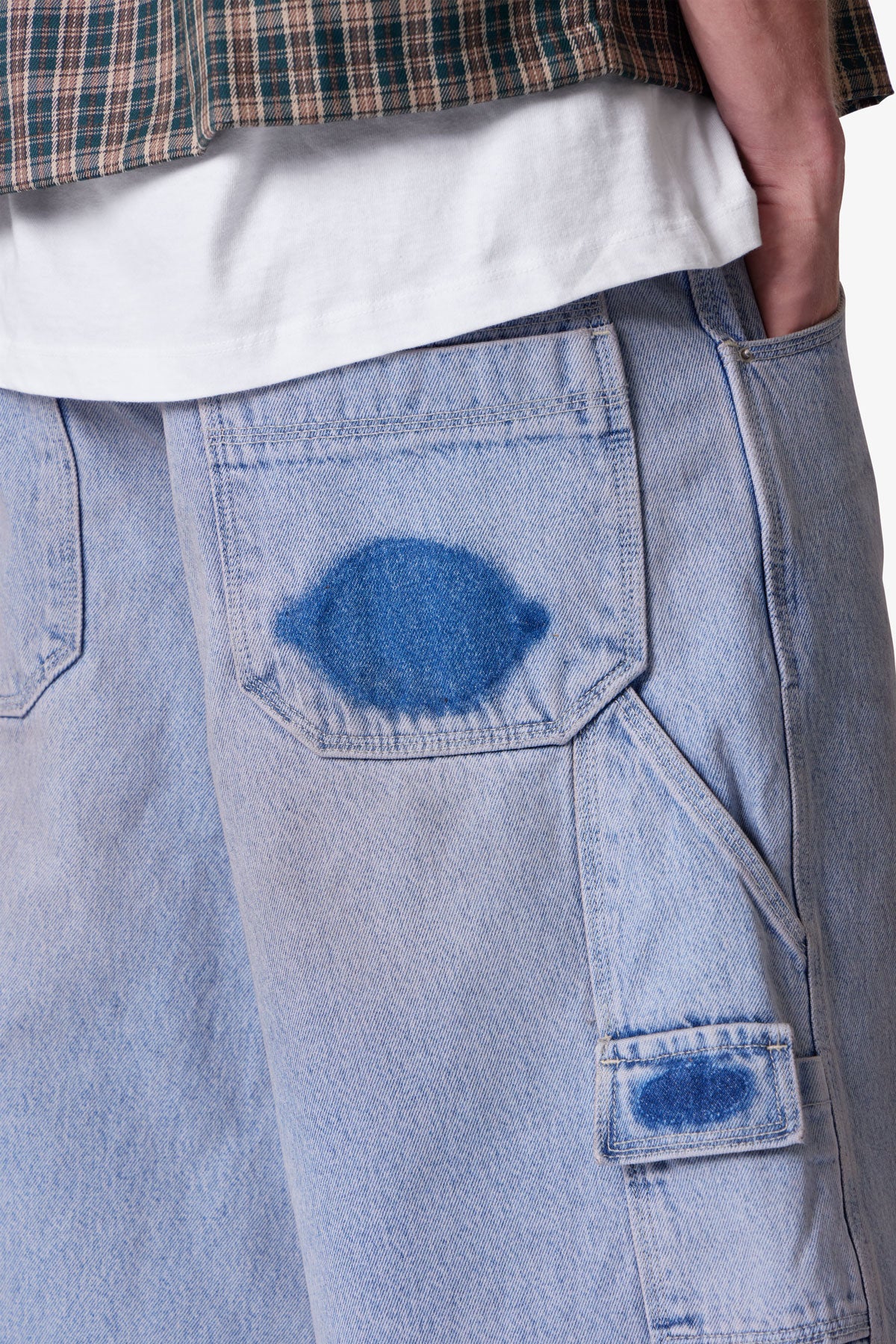 Ultra Baggy Tool Denim Shorts - Light Blue - Image 8