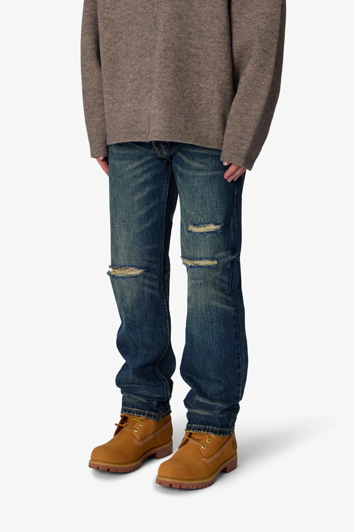 V726 Distressed Baggy Denim - Medium Blue - Image 3