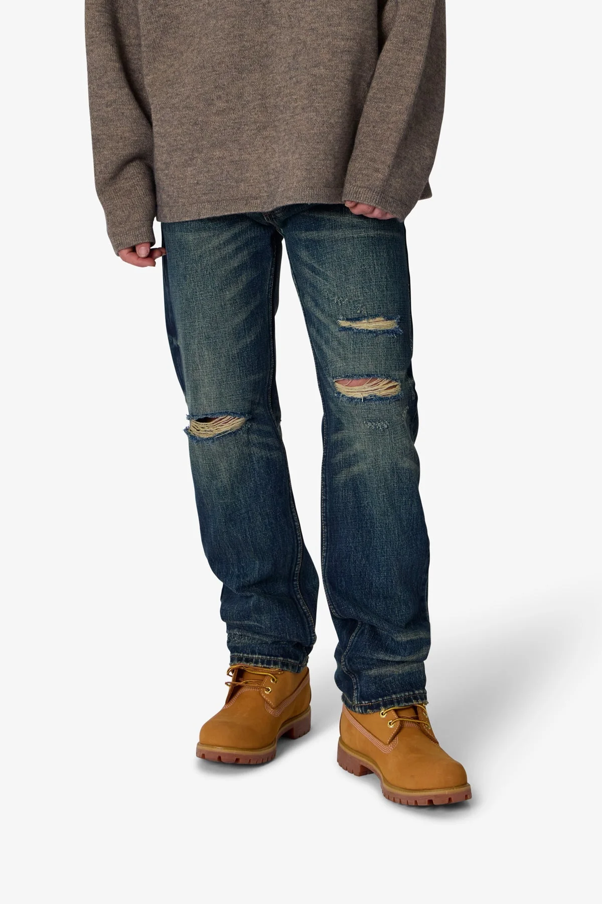 V726 Distressed Baggy Denim - Medium Blue - Image 6