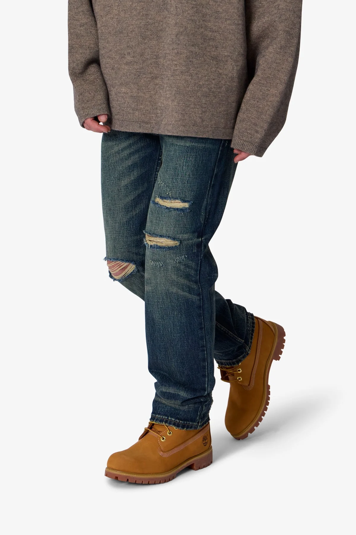 V726 Distressed Baggy Denim - Medium Blue - Image 7
