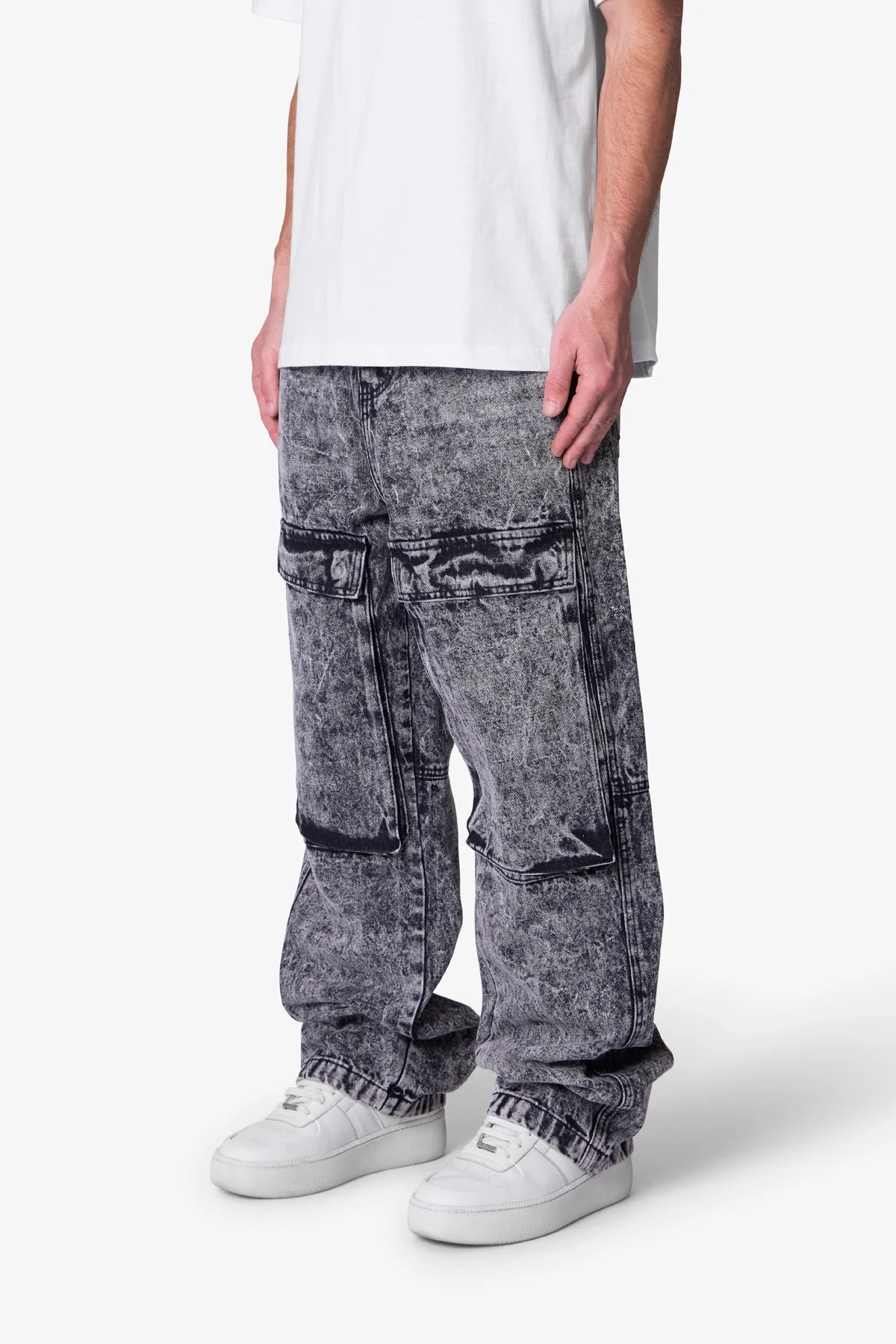 V741 Front Washed Cargo Denim - Grey - Image 3