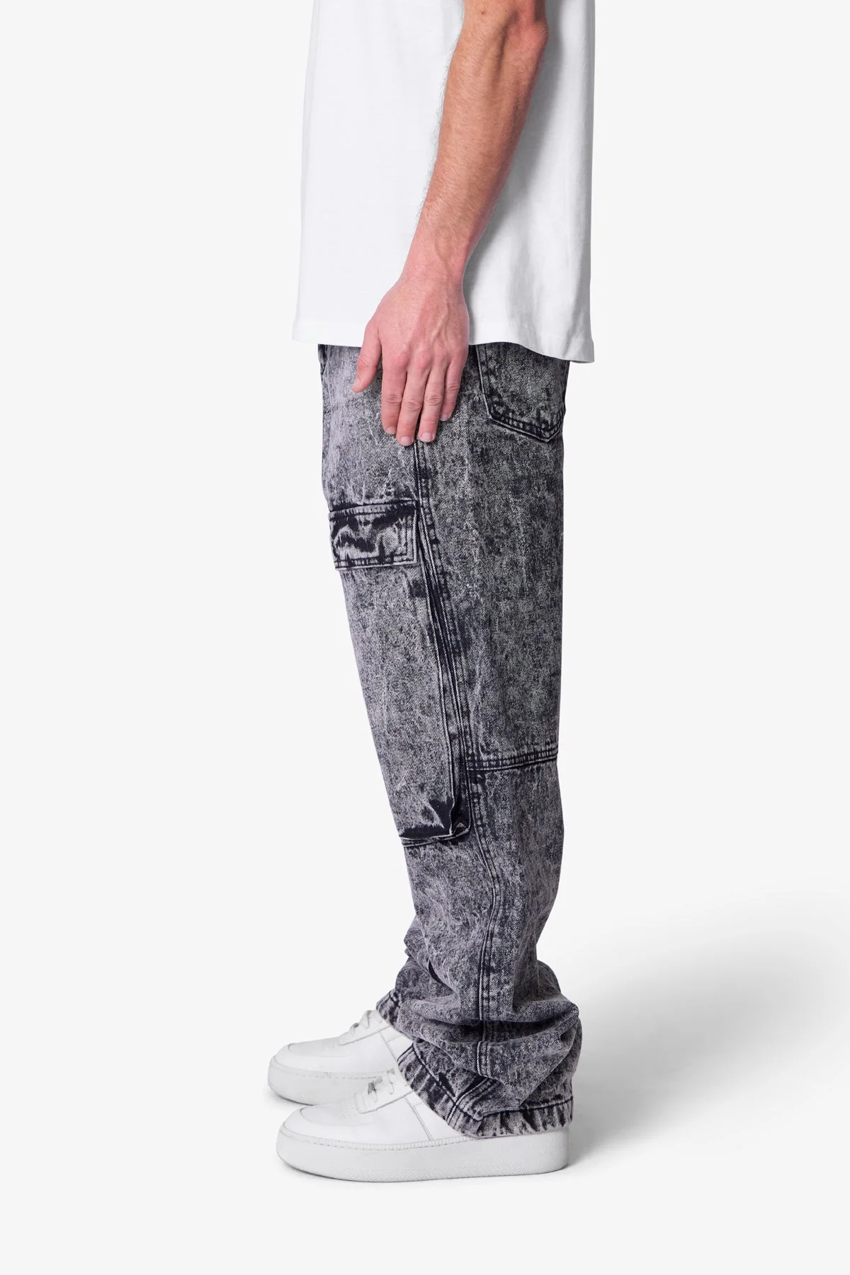 V741 Front Washed Cargo Denim - Grey - Image 4