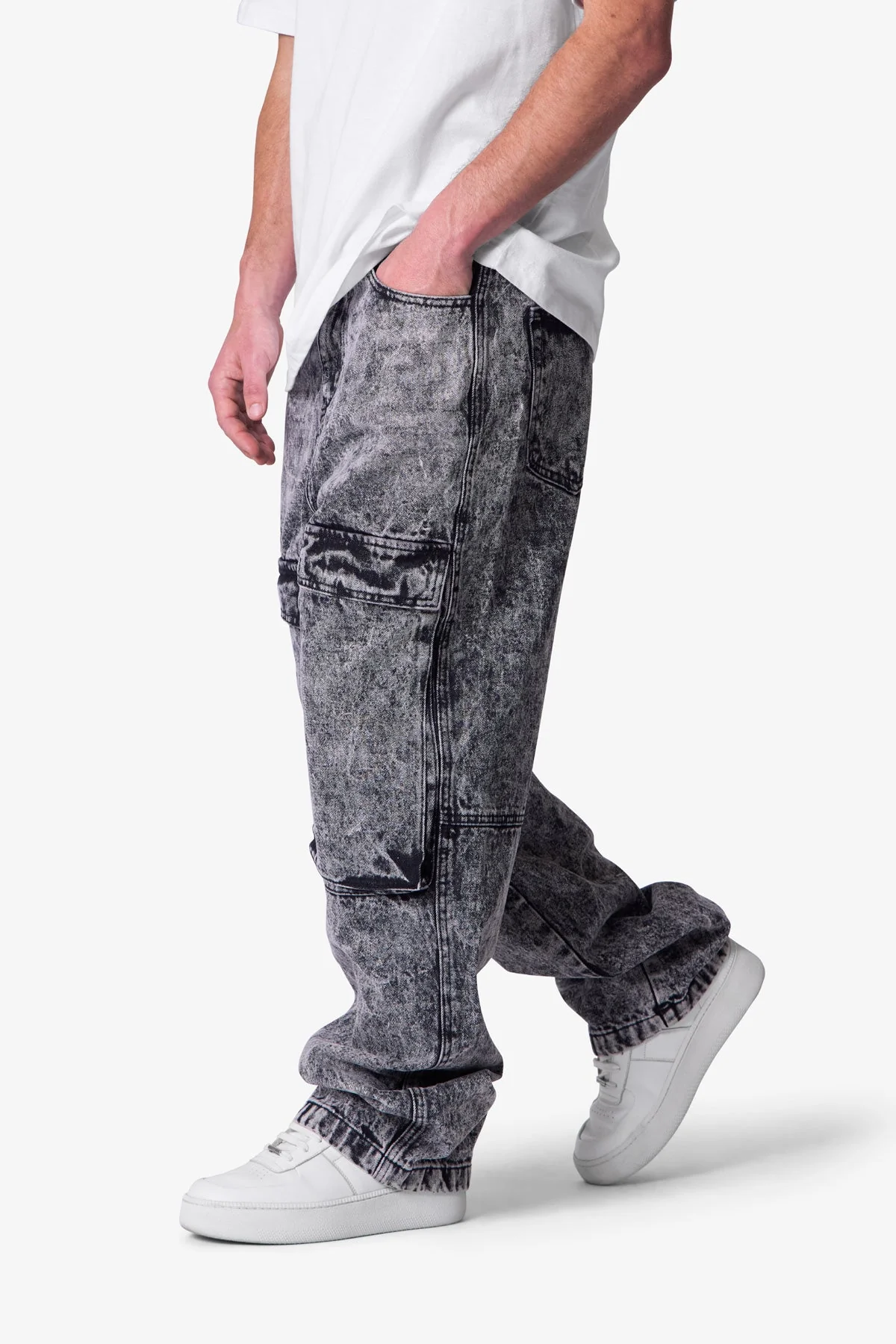 V741 Front Washed Cargo Denim - Grey - Image 6